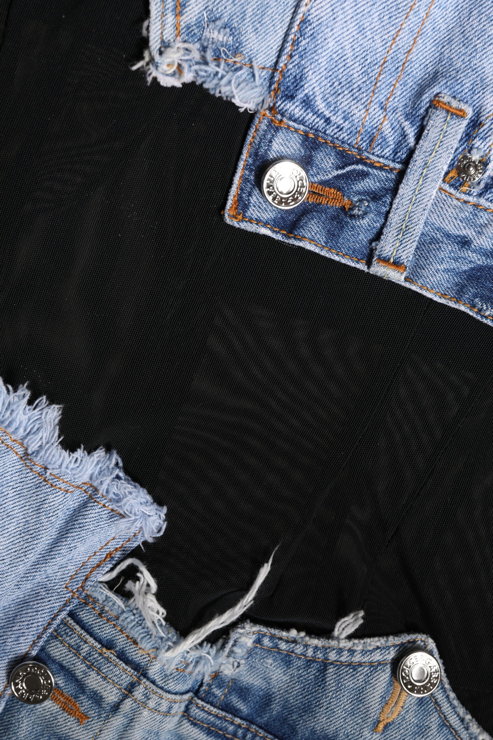 Dolce &amp; Gabbana Sort Blå Ærmeløs Denim Minikjole