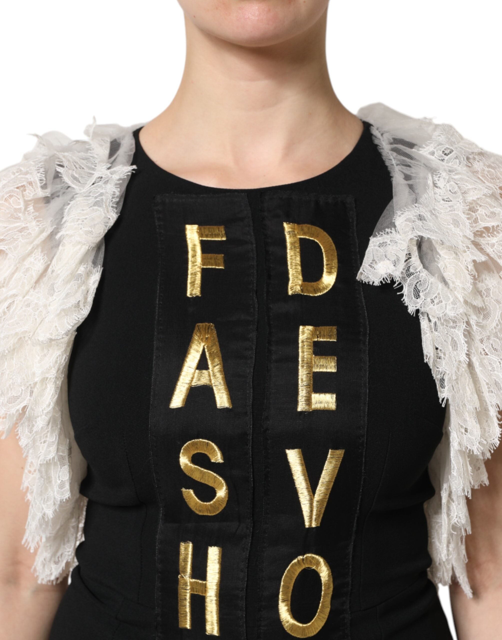 Dolce &amp; Gabbana Sort Fashion Devotion Udsmykket Minikjole