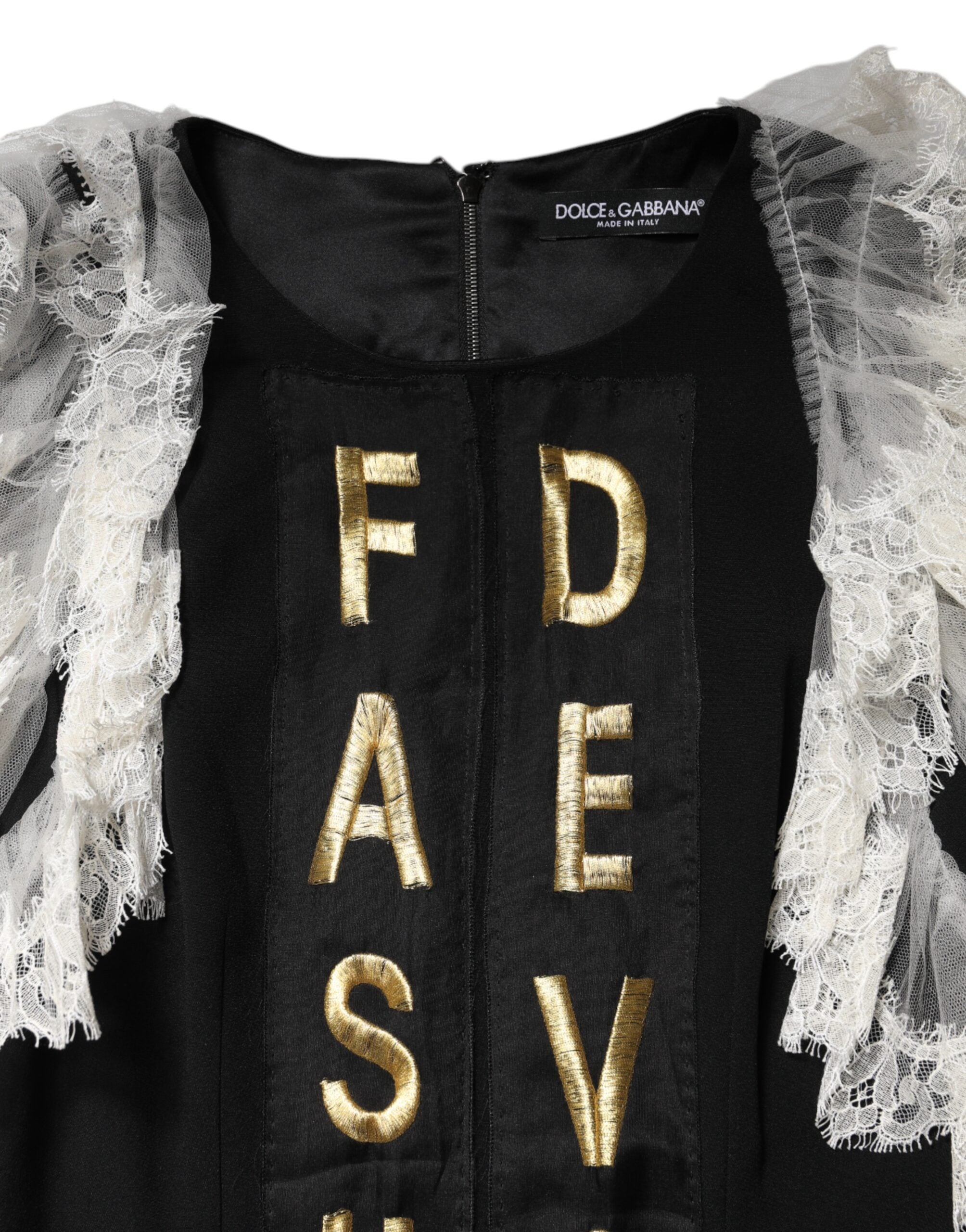 Dolce &amp; Gabbana Sort Fashion Devotion Udsmykket Minikjole