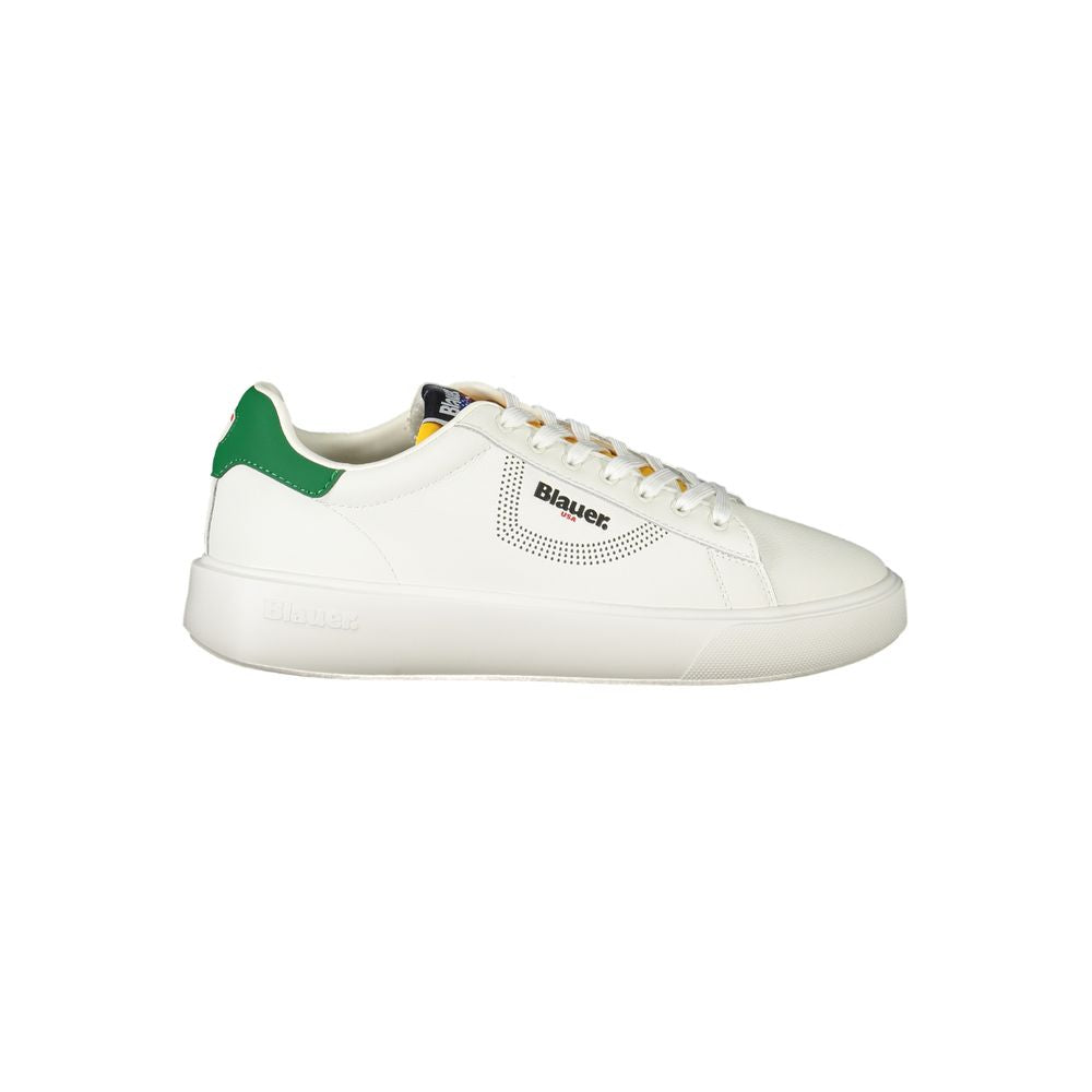 Blauer Hvid Læder Sneaker til mænd