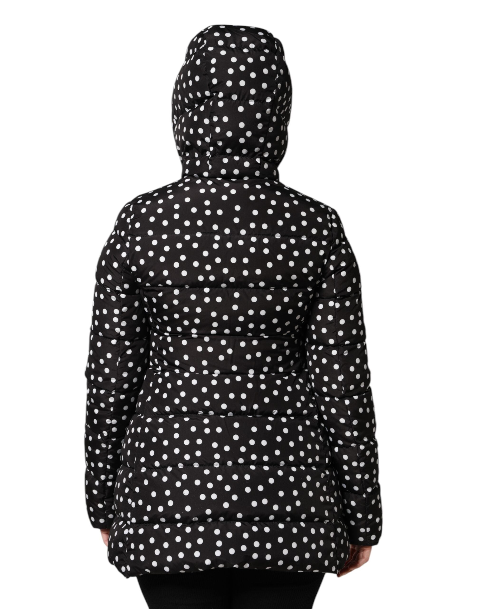 Dolce &amp; Gabbana Sort Puffer Hættejakke med Lynlås og Vendbar