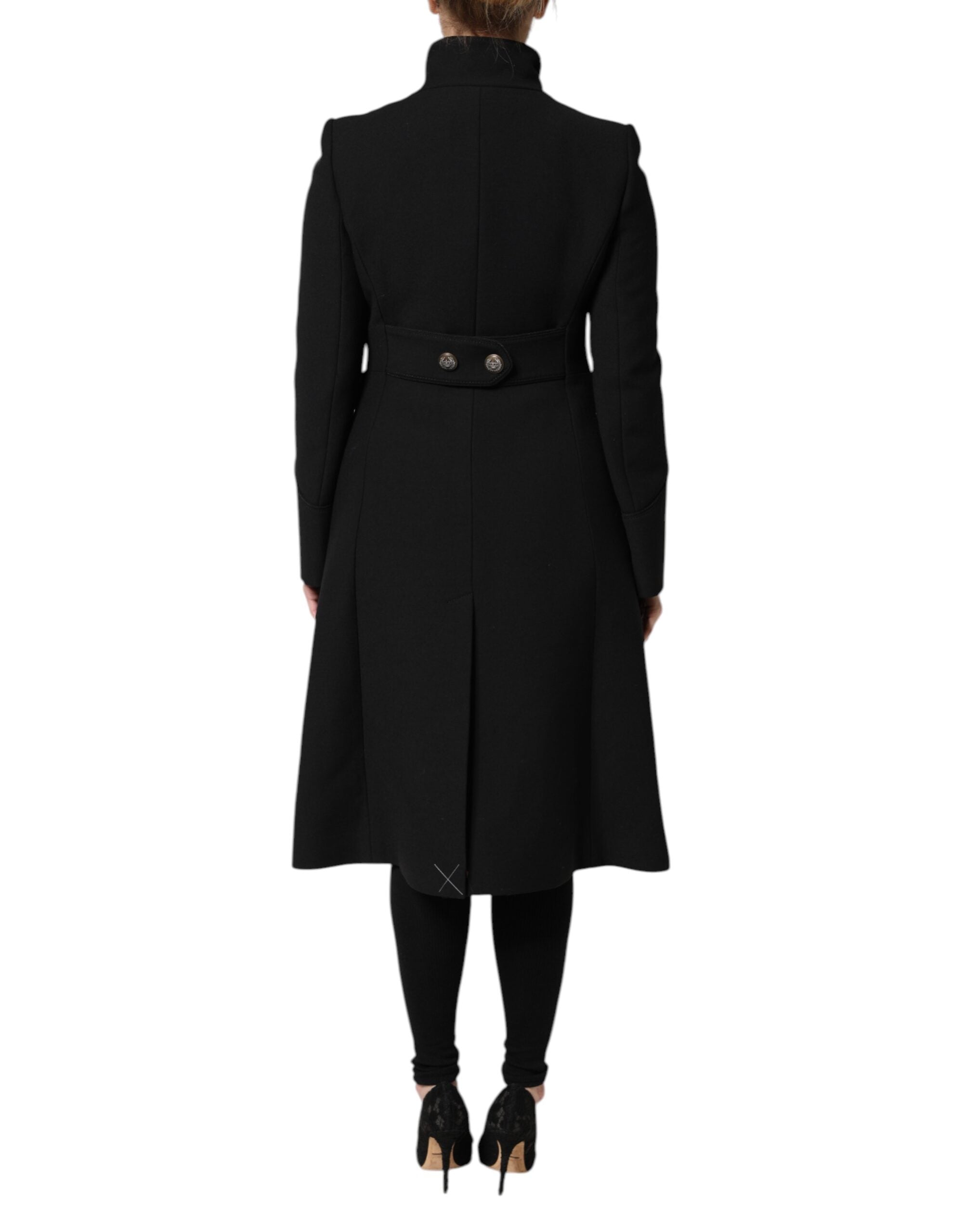 Dolce & Gabbana Black Wool Single Breasted Trench Coat Jacket