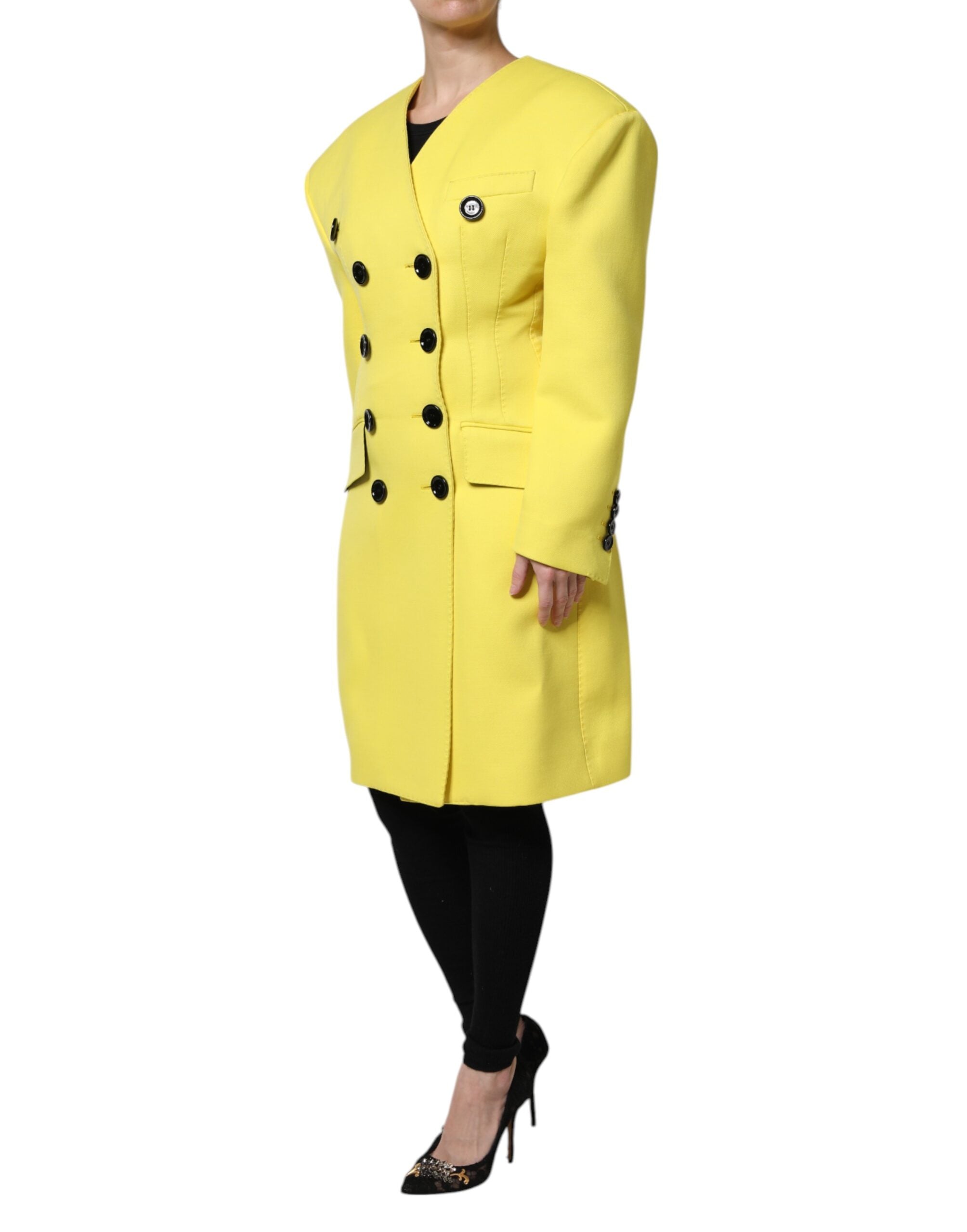 Dolce &amp; Gabbana Gul Dobbeltradet Trenchcoat Jakke