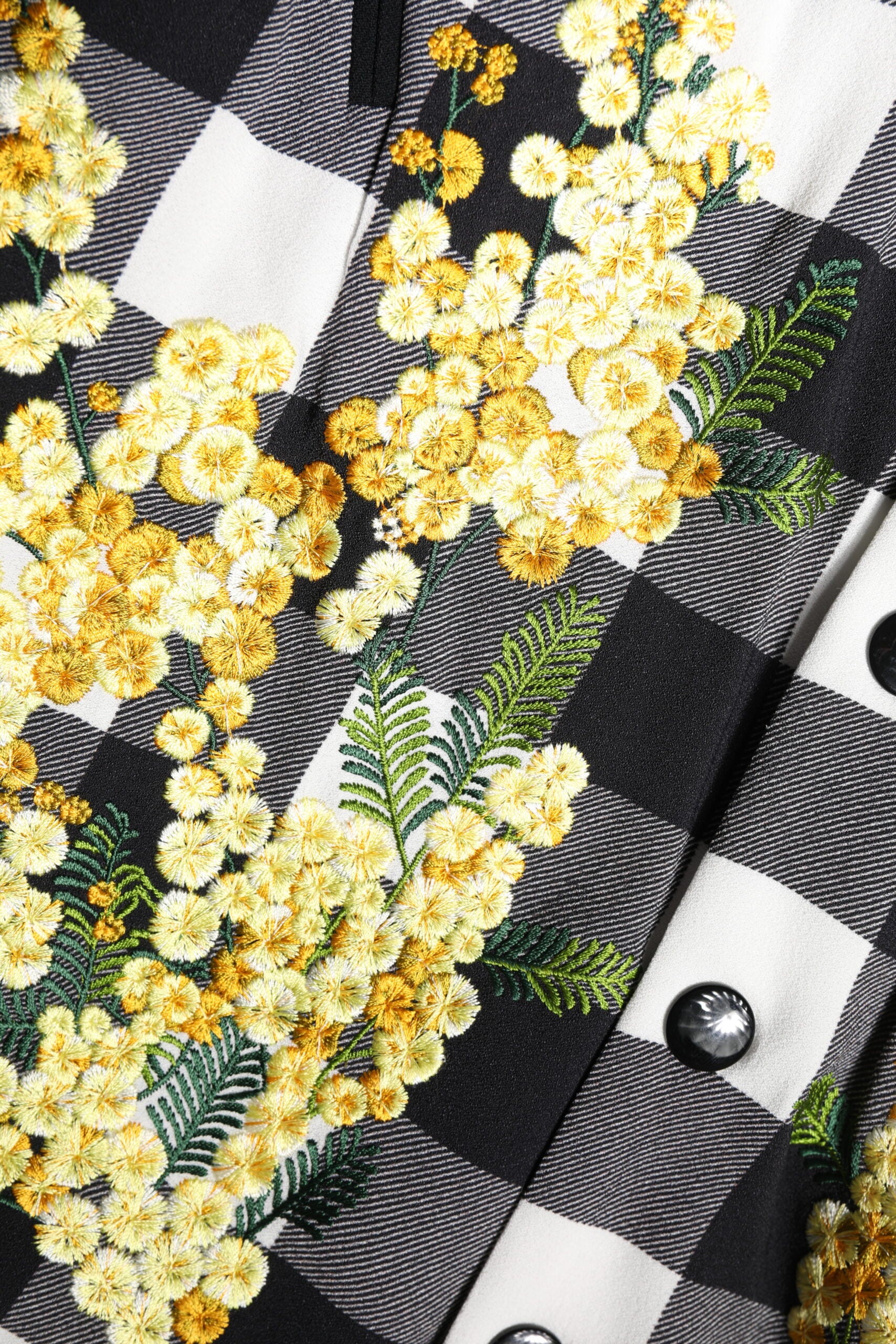 Dolce &amp; Gabbana Sort/Hvid Ternet Dunjakke Med Blomsterknapper