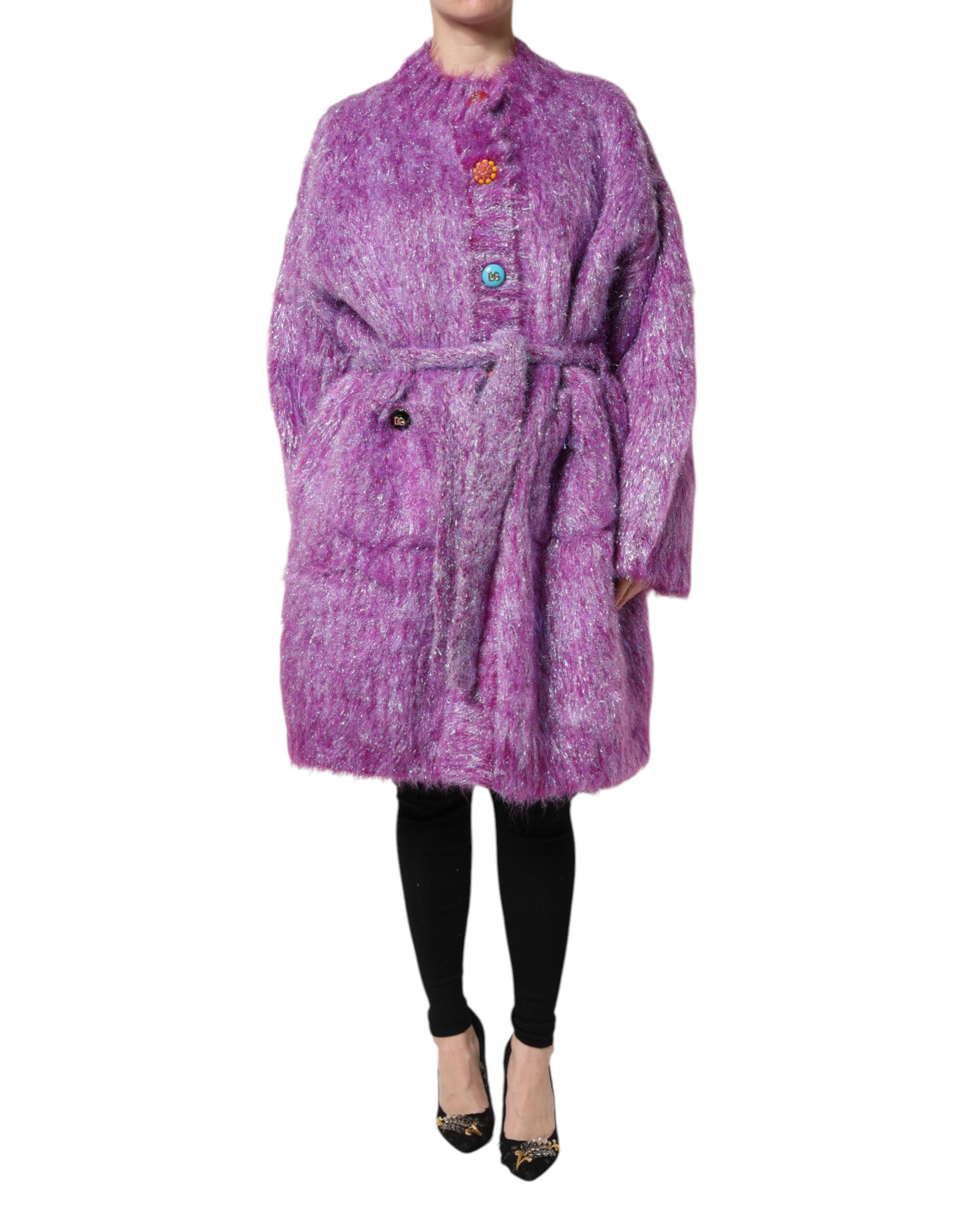 Dolce &amp; Gabbana Lila Knapputsmyckad Trenchcoatjacka