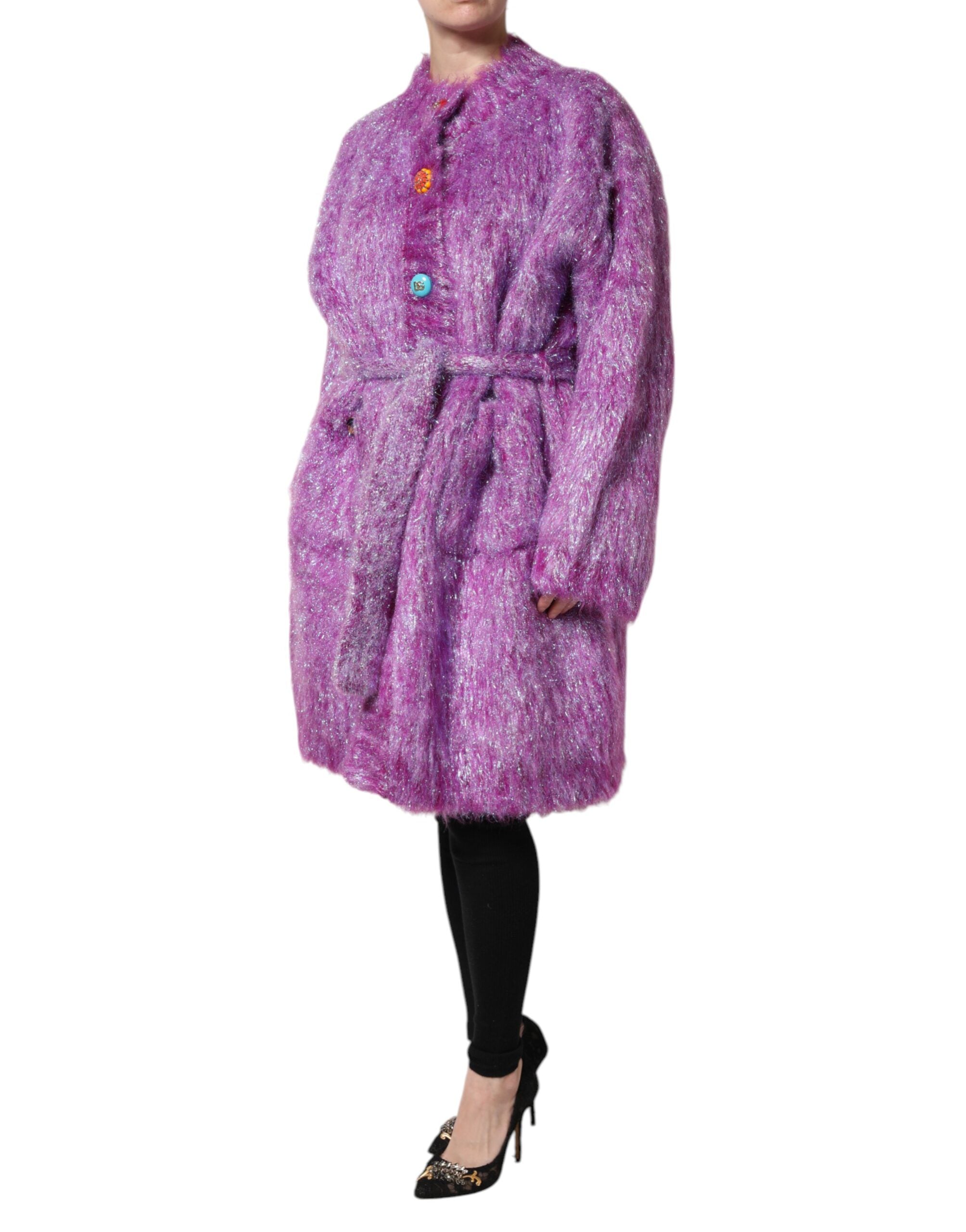 Dolce &amp; Gabbana Lila Knapputsmyckad Trenchcoatjacka