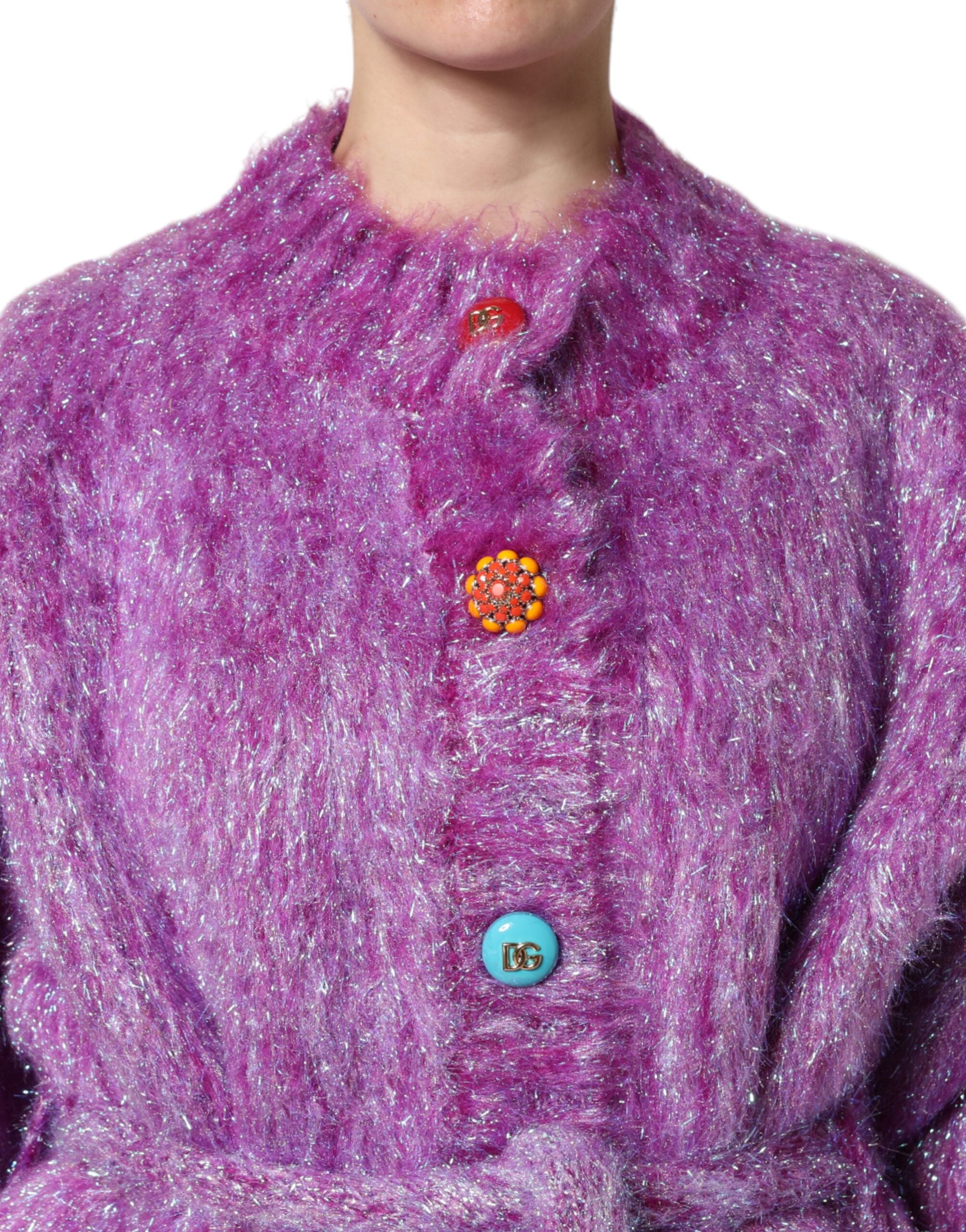 Dolce &amp; Gabbana Lila Knapputsmyckad Trenchcoatjacka