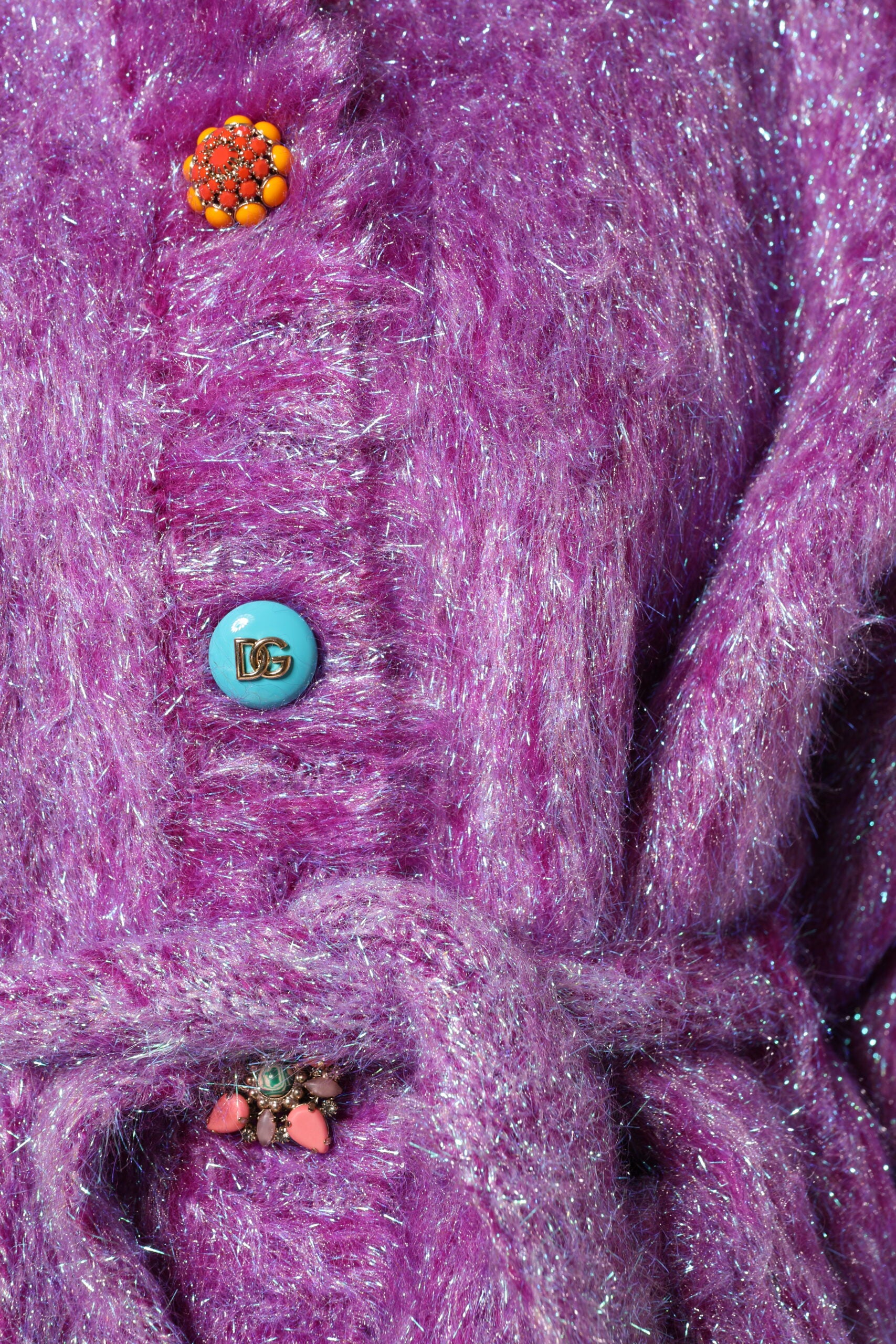 Dolce &amp; Gabbana Lila Knapputsmyckad Trenchcoatjacka