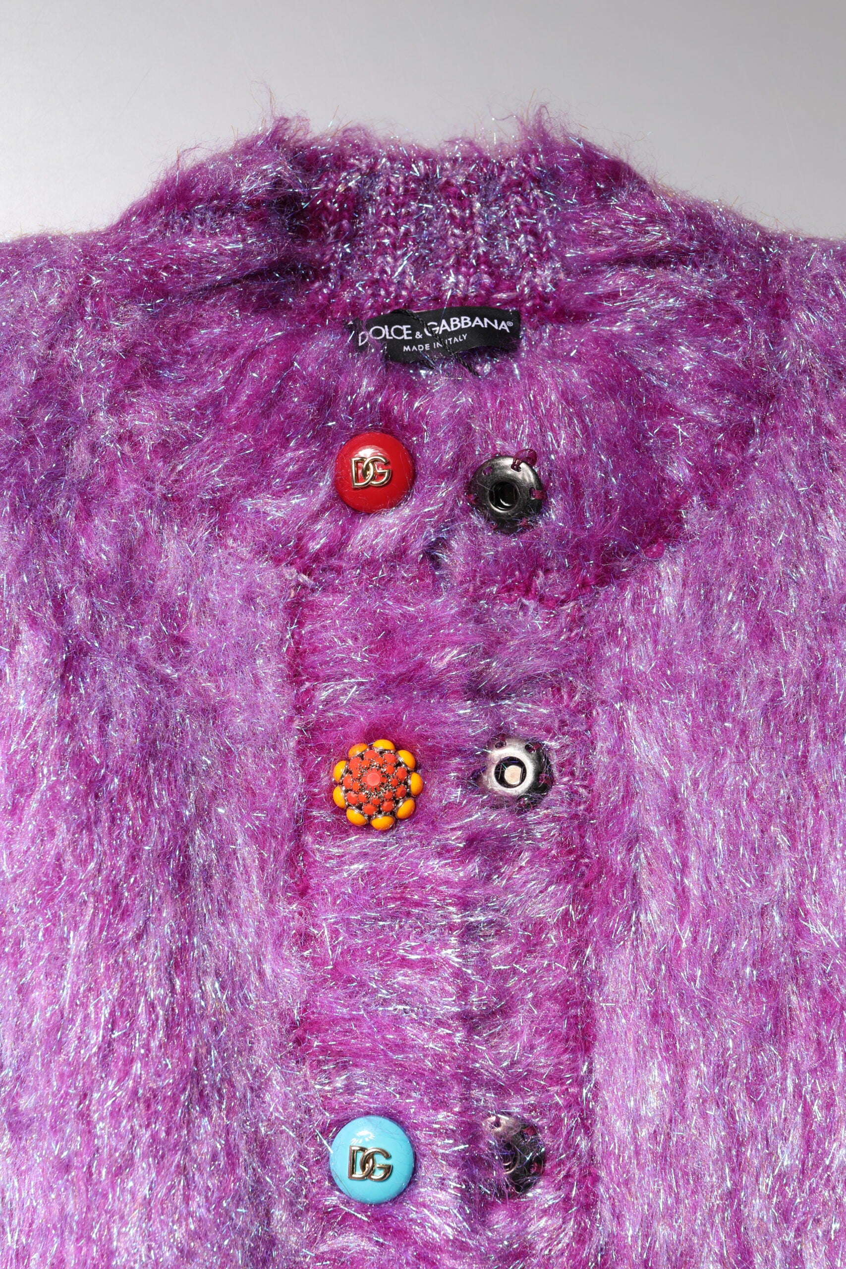 Dolce &amp; Gabbana Lila Knapputsmyckad Trenchcoatjacka