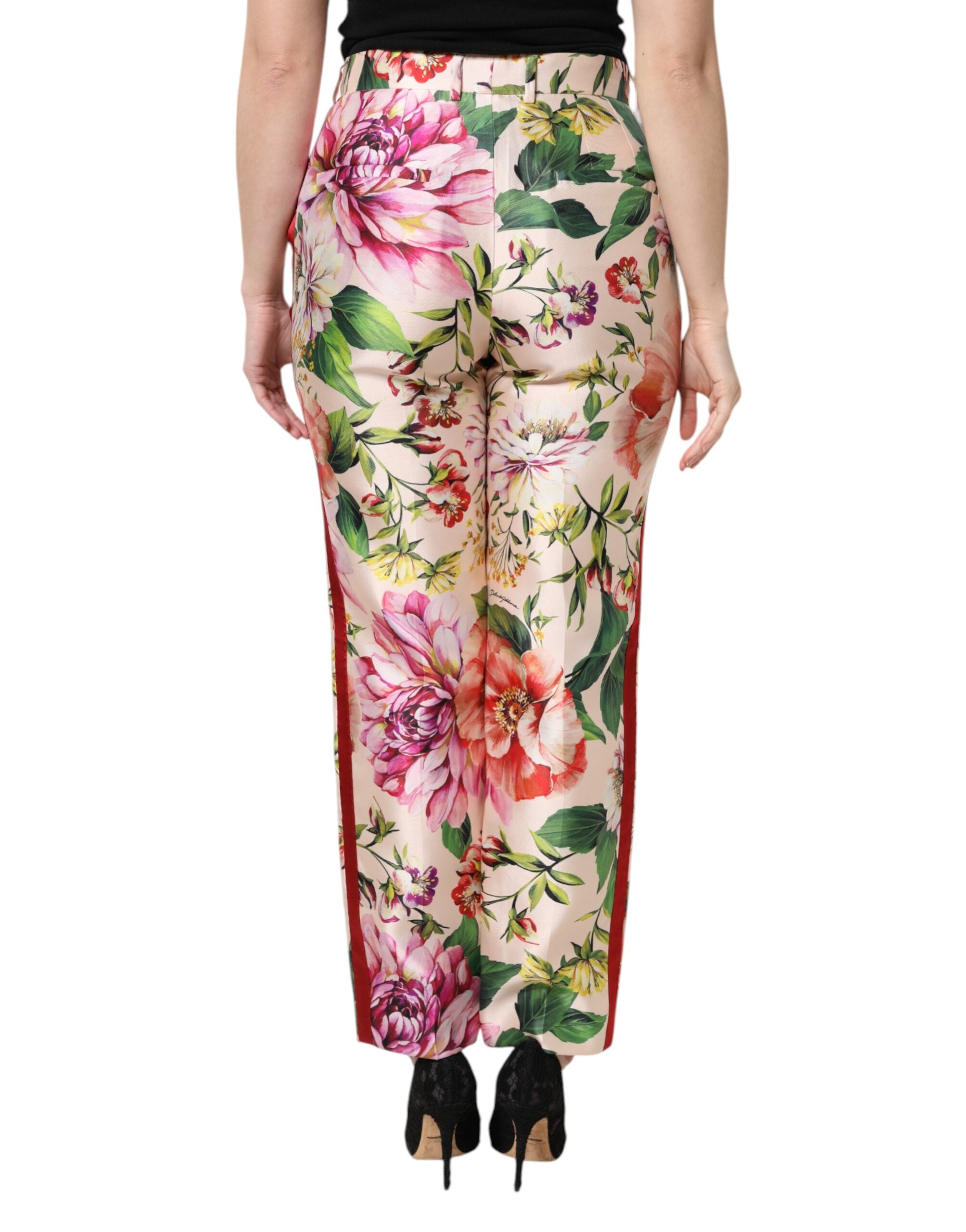 Dolce &amp; Gabbana Flerfarvede Blomsterbukser med Høj Talje og Lige