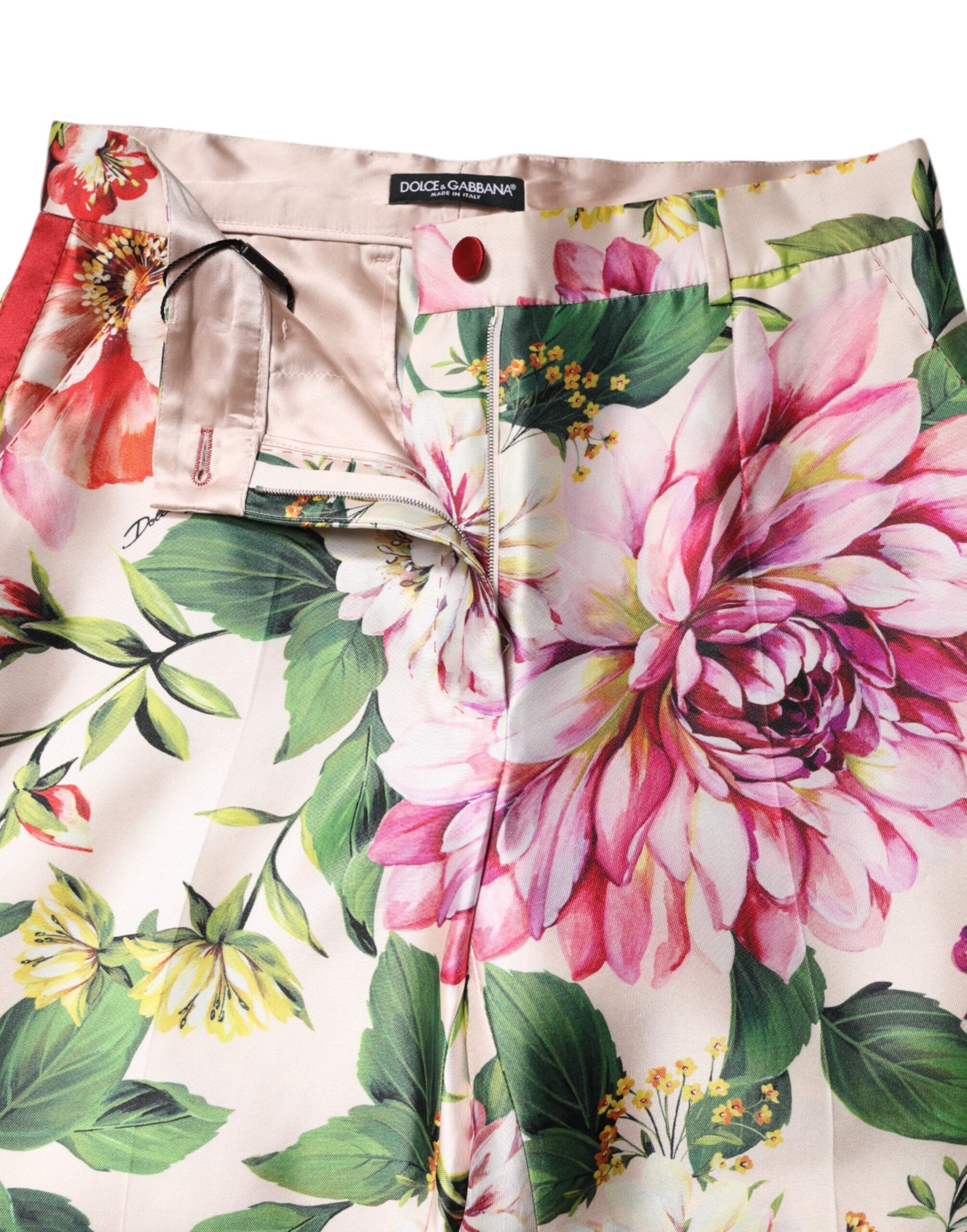 Dolce &amp; Gabbana Flerfarvede Blomsterbukser med Høj Talje og Lige