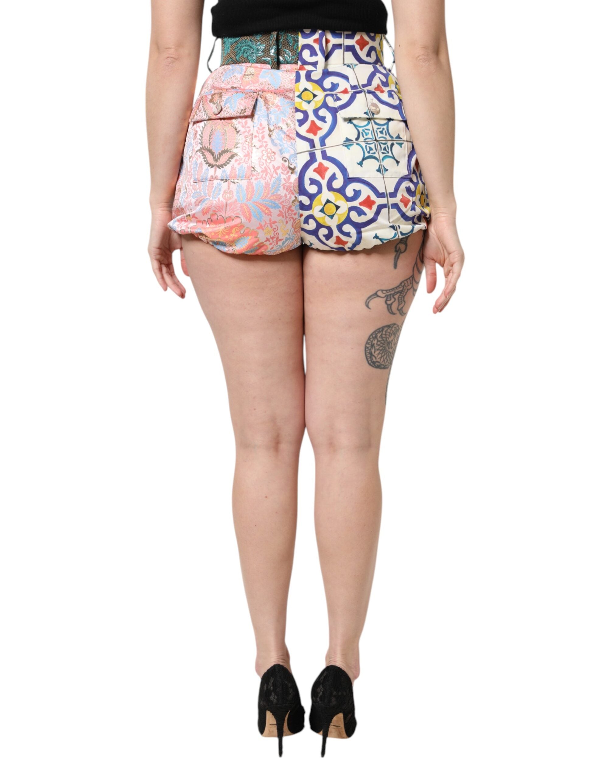 Dolce &amp; Gabbana Flerfarvede Højtaljede Hotpants Shorts Til Kvinder