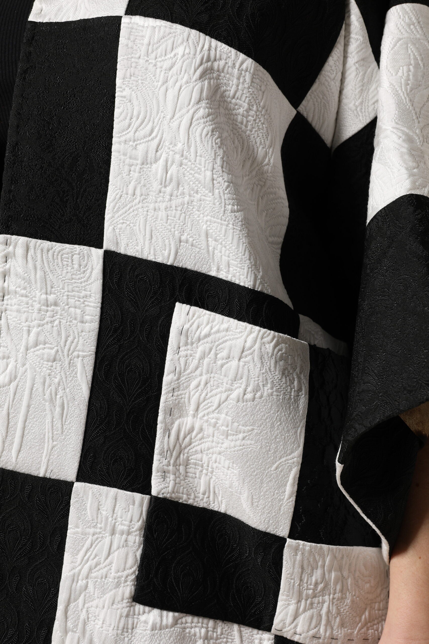 Dolce &amp; Gabbana Vit Svart Patchwork Jacquard Kavaj