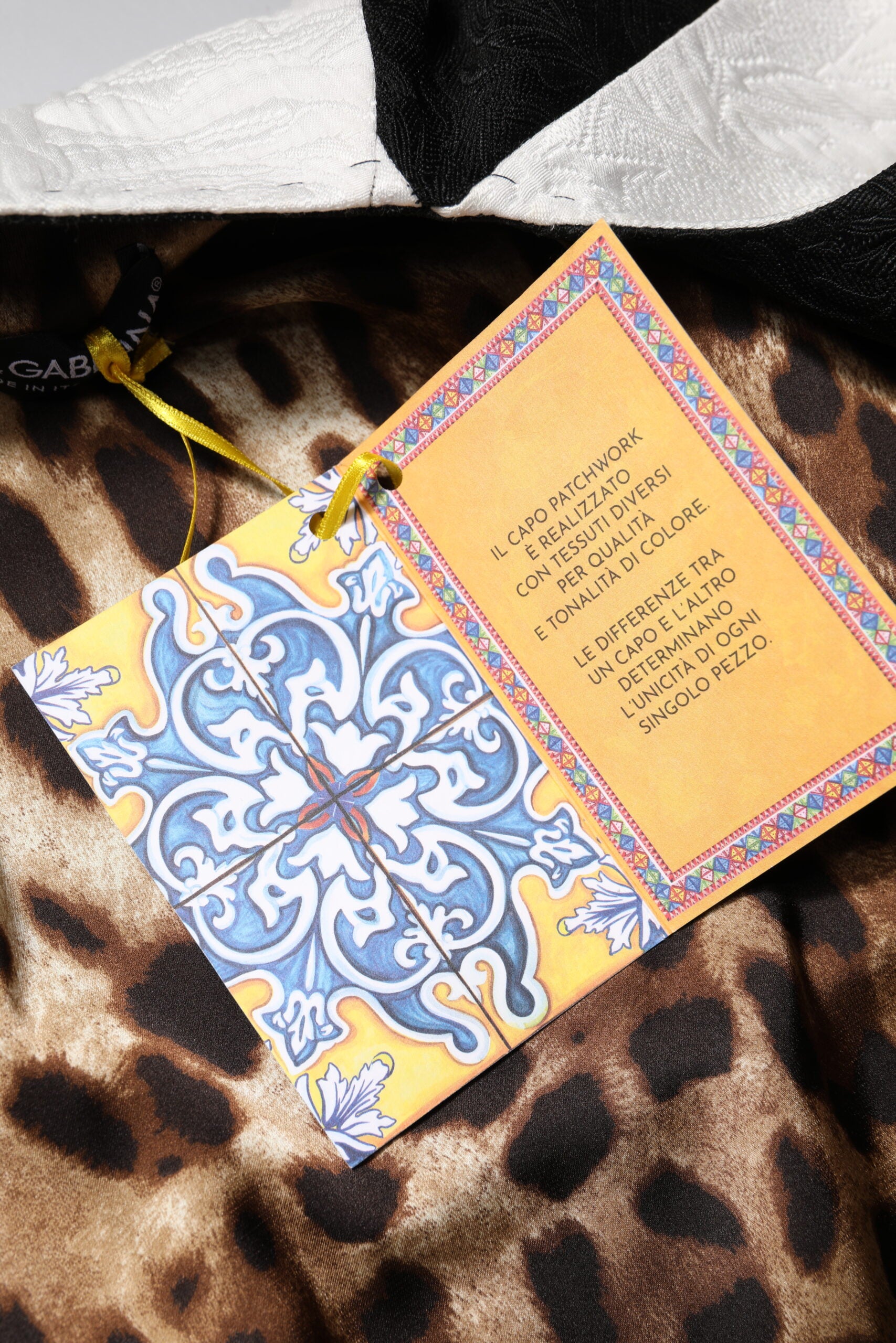 Dolce &amp; Gabbana Vit Svart Patchwork Jacquard Kavaj