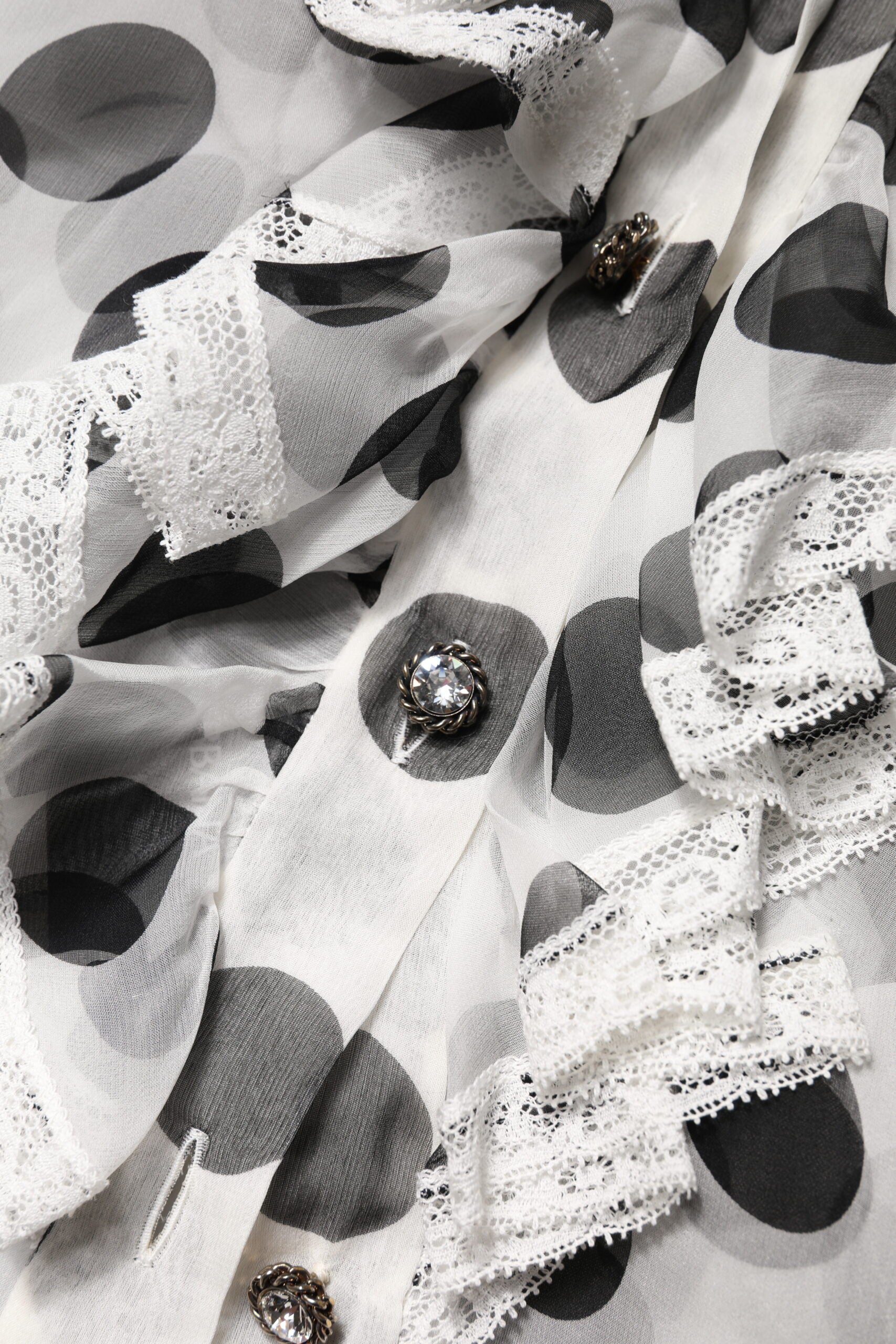 Dolce &amp; Gabbana Hvid Sort Polka Dot Bomuld ærmeløs top