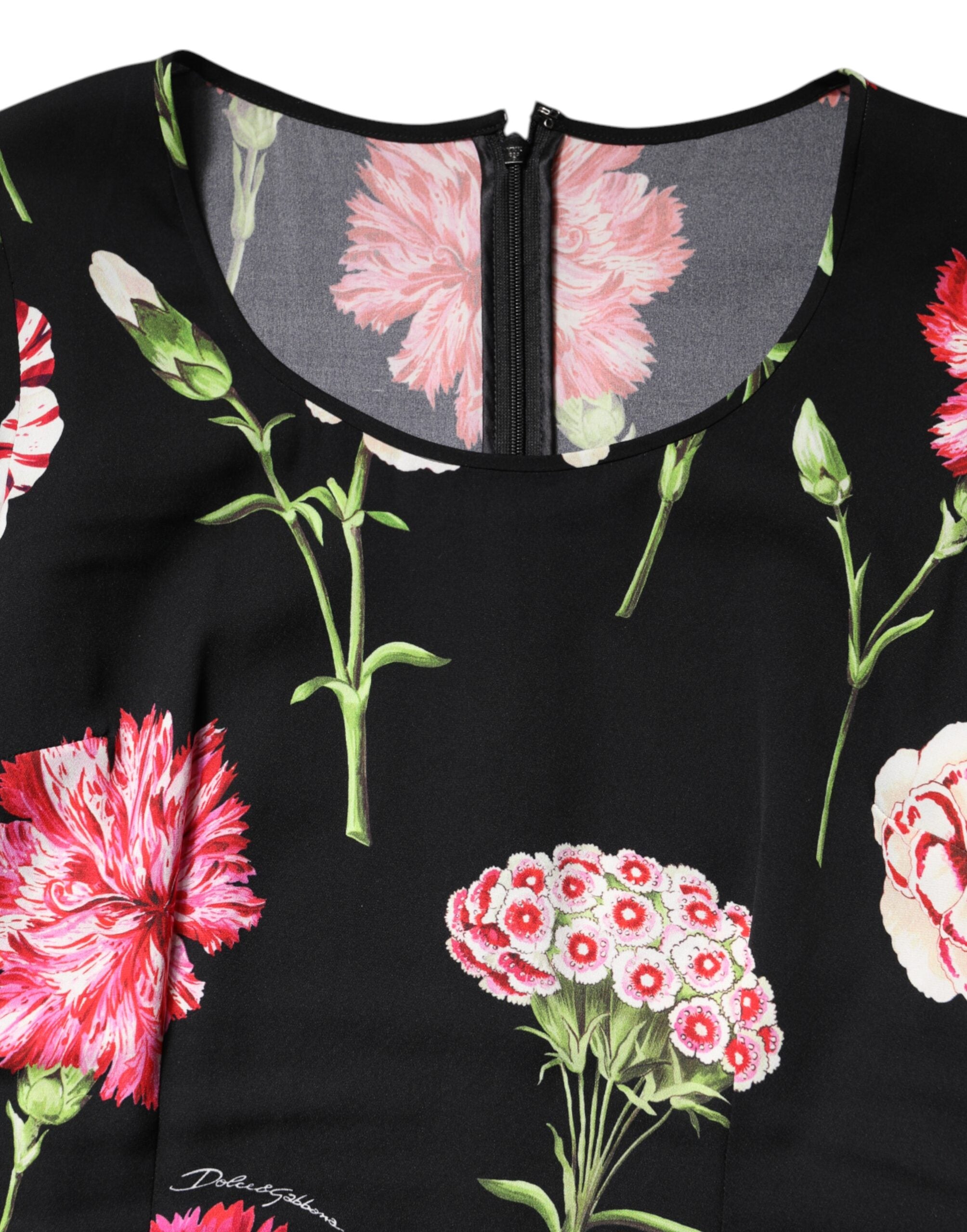 Dolce &amp; Gabbana Sort Blomster Langærmet Damebluse Top