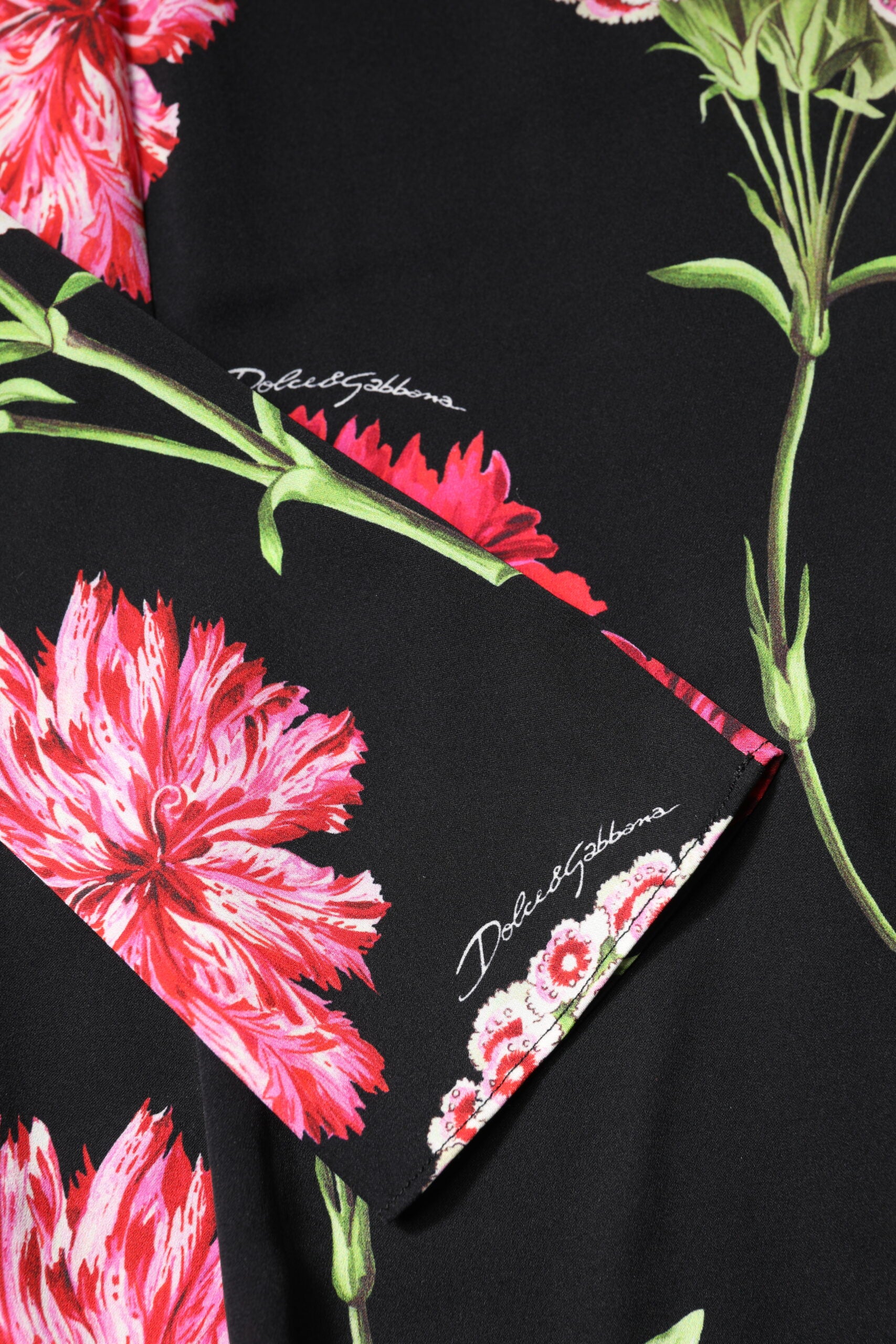 Dolce &amp; Gabbana Sort Blomster Langærmet Damebluse Top