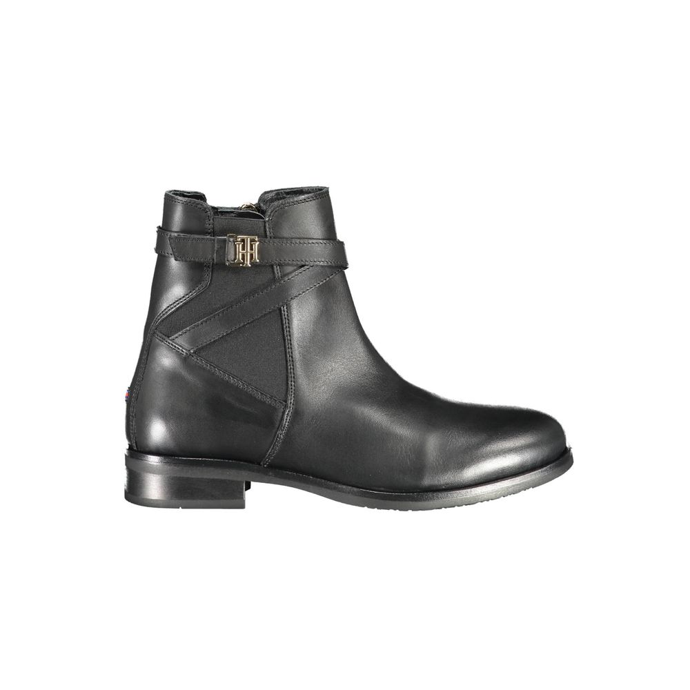 Tommy Hilfiger Sort Læder Damestøvle