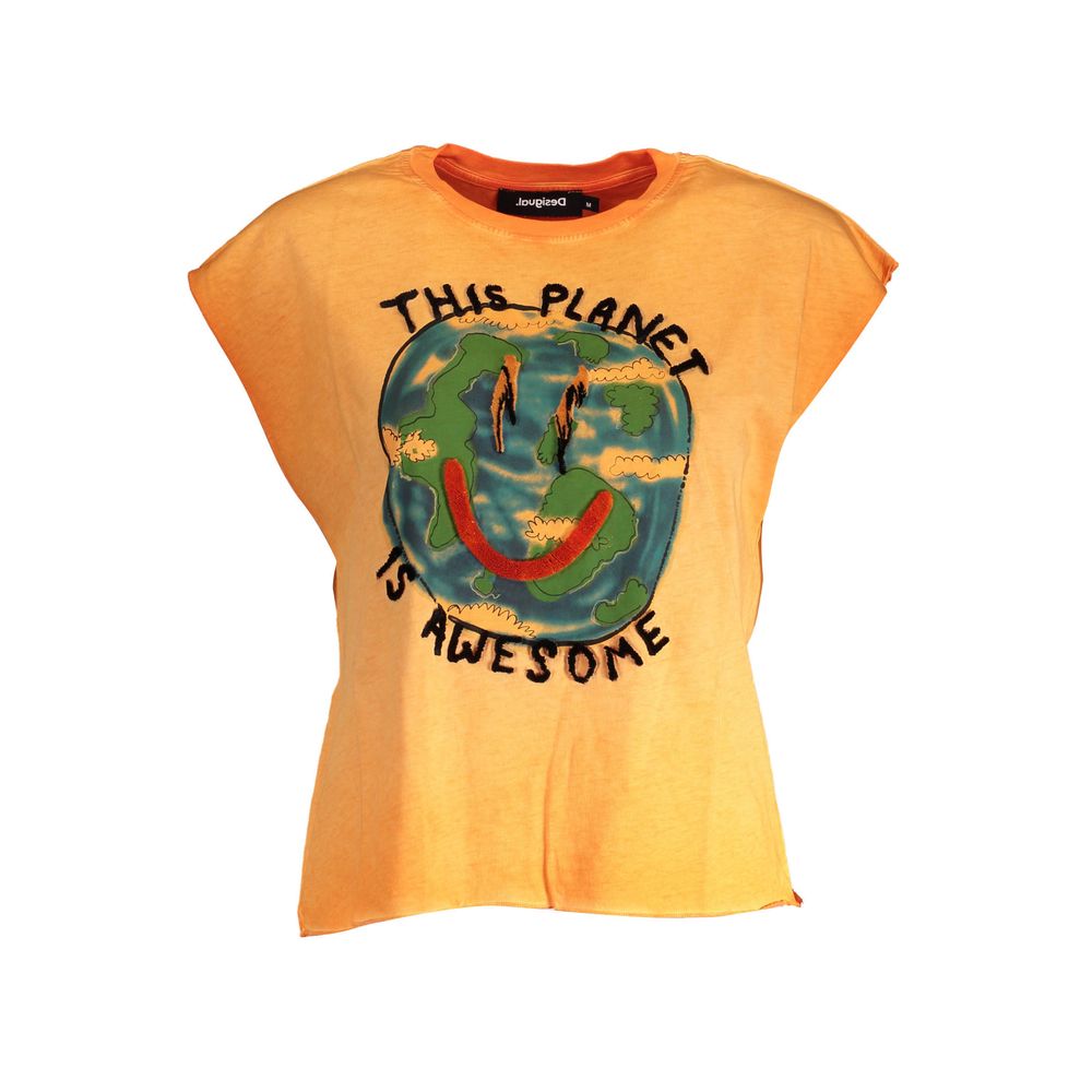 Desigual orange bomulds top til kvinder