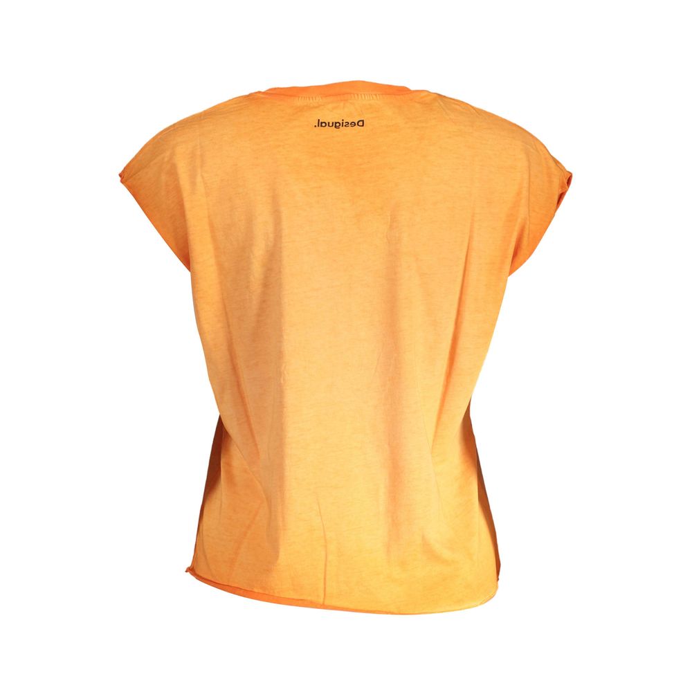 Desigual orange bomulds top til kvinder