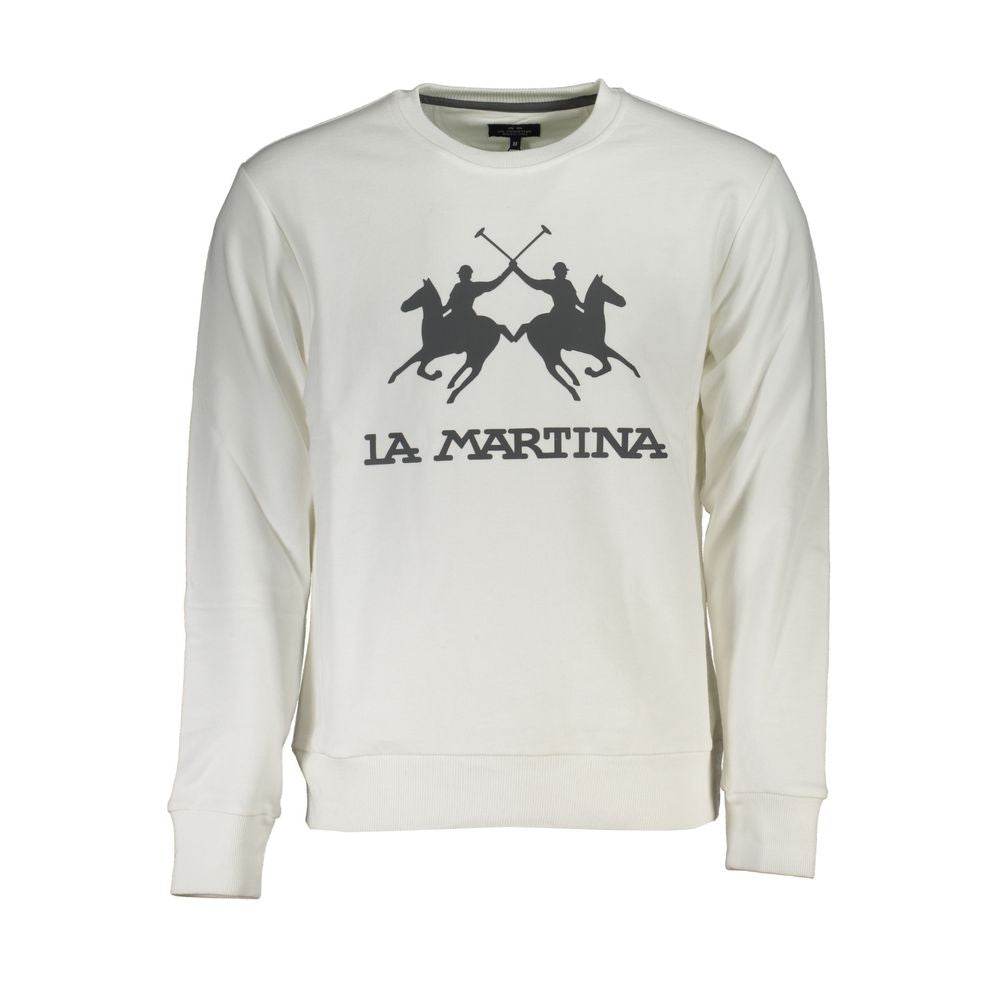 La Martina White Cotton Men Sweater - Hilstor
