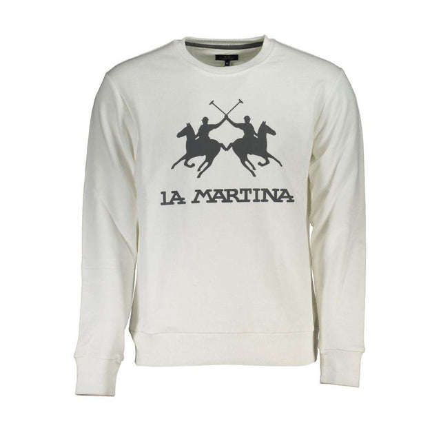La Martina White Cotton Men Sweater - Hilstor