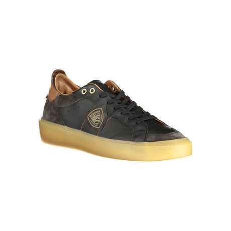 Blauer sort læder herre sneaker