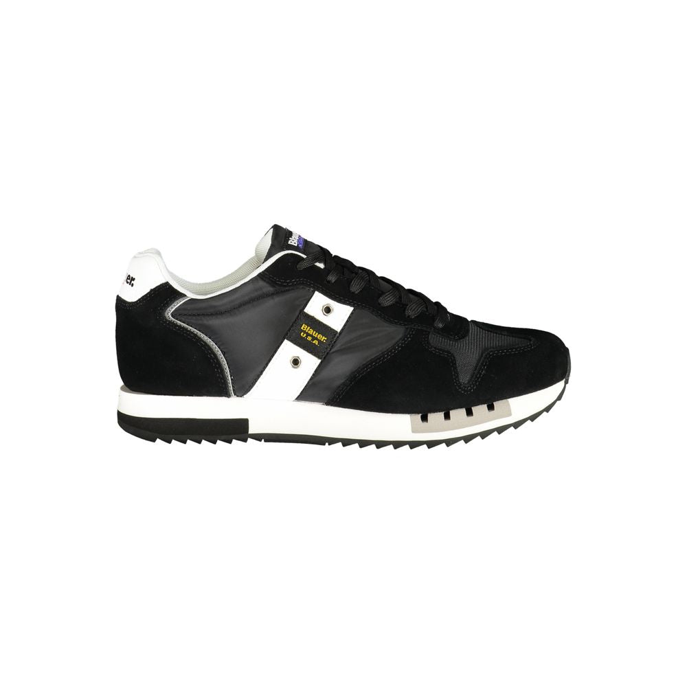 Blauer sort polyester herre sneaker