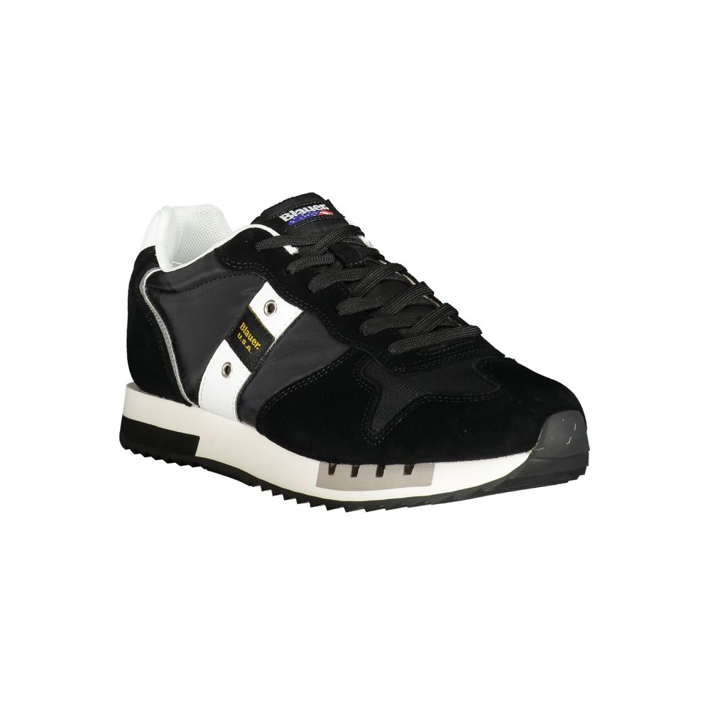 Blauer sort polyester herre sneaker