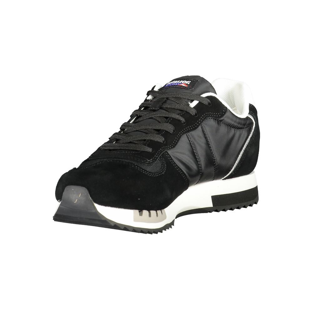 Blauer sort polyester herre sneaker