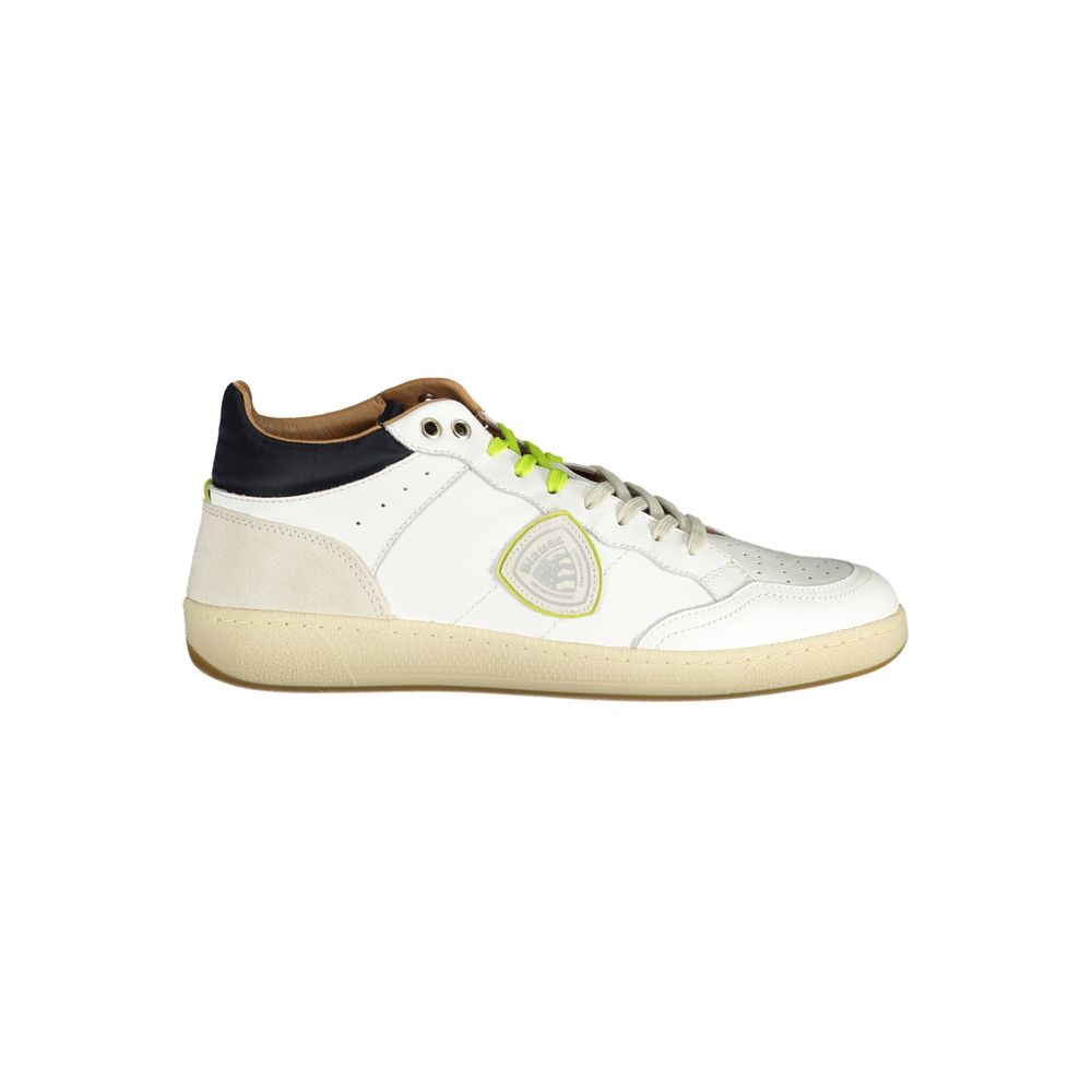 Blauer Hvid Læder Sneaker til mænd