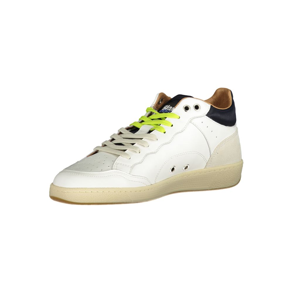 Blauer Hvid Læder Sneaker til mænd