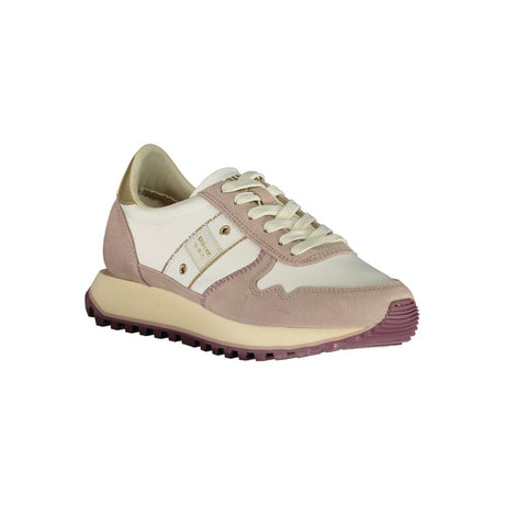Blauer hvid polyester sneaker til kvinder