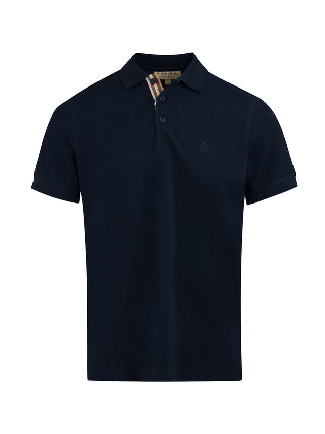 Burberry Navy Blue Cotton Collared Polo Shirt - Hilstor