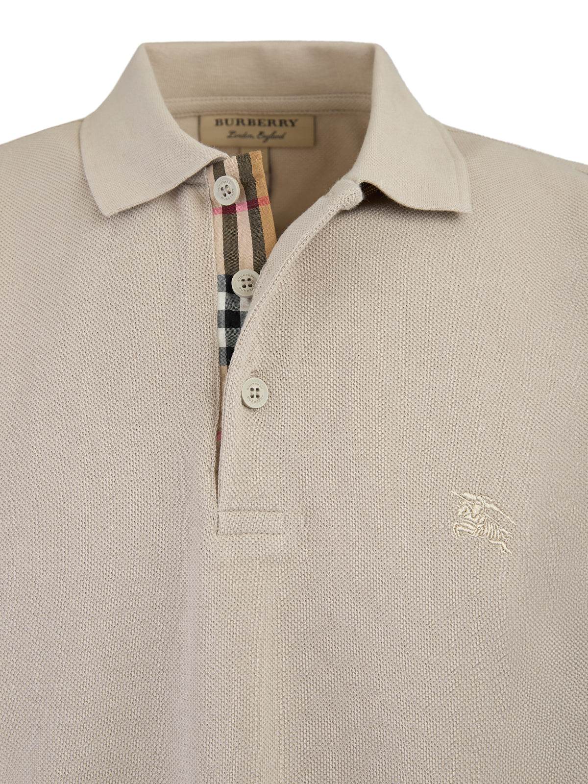 Burberry Pale Stone Cotton Collared Polo Shirt - Hilstor