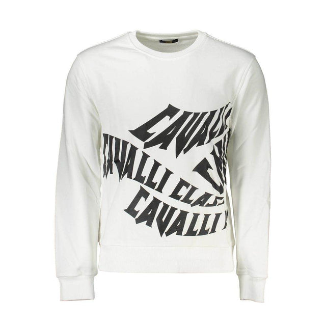 Cavalli Class White Cotton Men Sweater - Hilstor