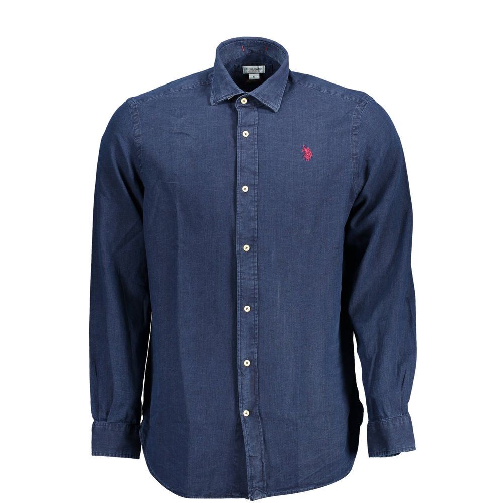 US POLO ASSN. Blå bomuldsskjorte til mænd