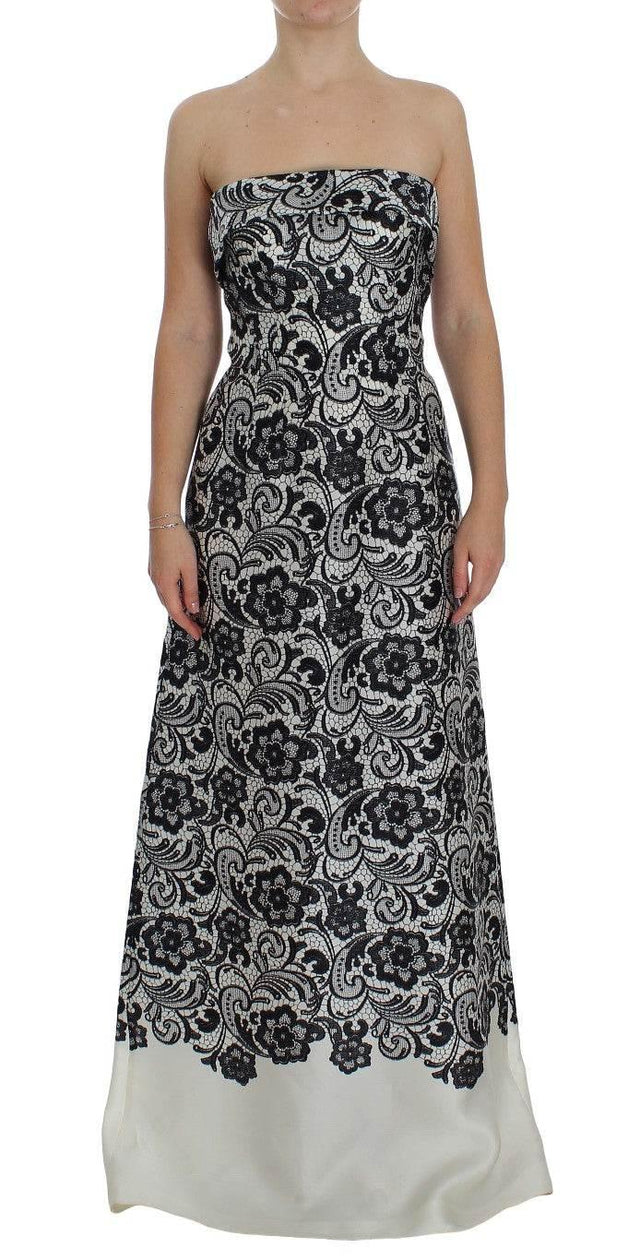 Dolce & Gabbana Elegant Silk Lace Corset Maxi Dress - Hilstor