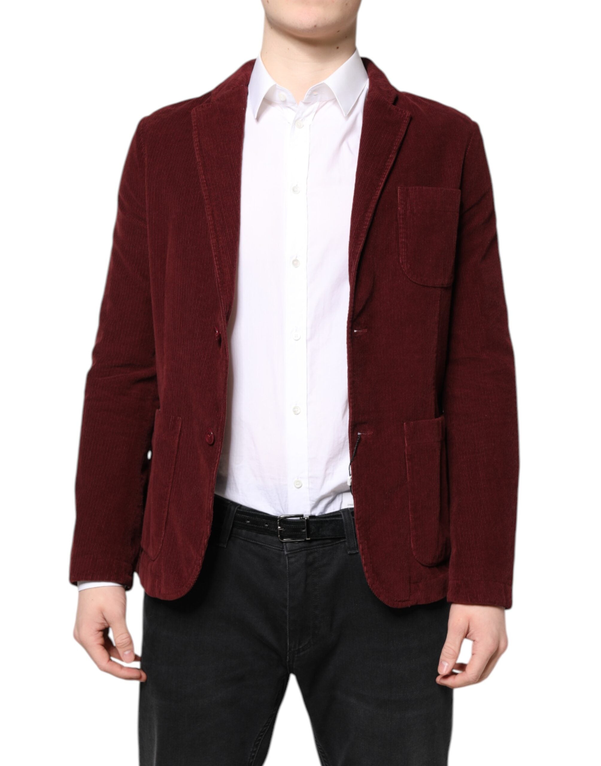 GF Ferre Maroon Corduroy Regular Fit Men Coat Blazer Jacket