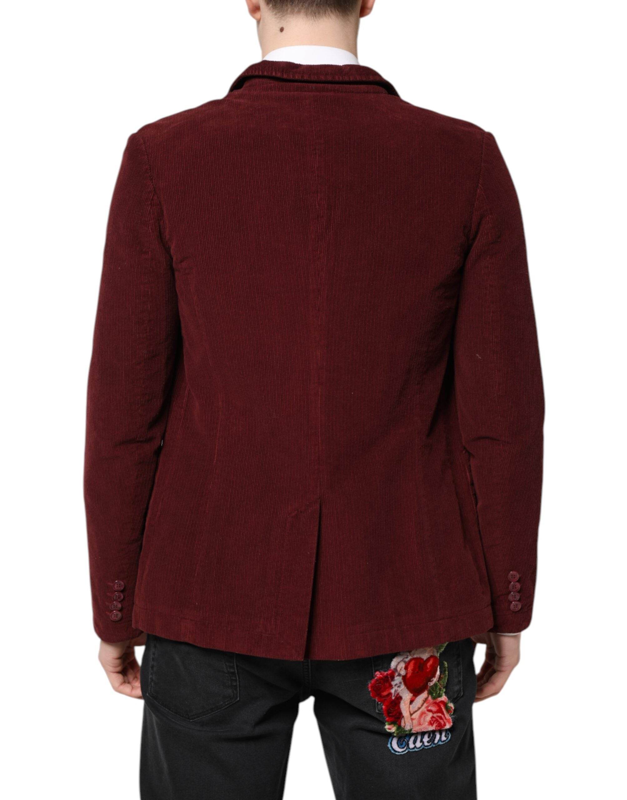GF Ferre Maroon Corduroy Regular Fit Men Coat Blazer Jacket - Hilstor