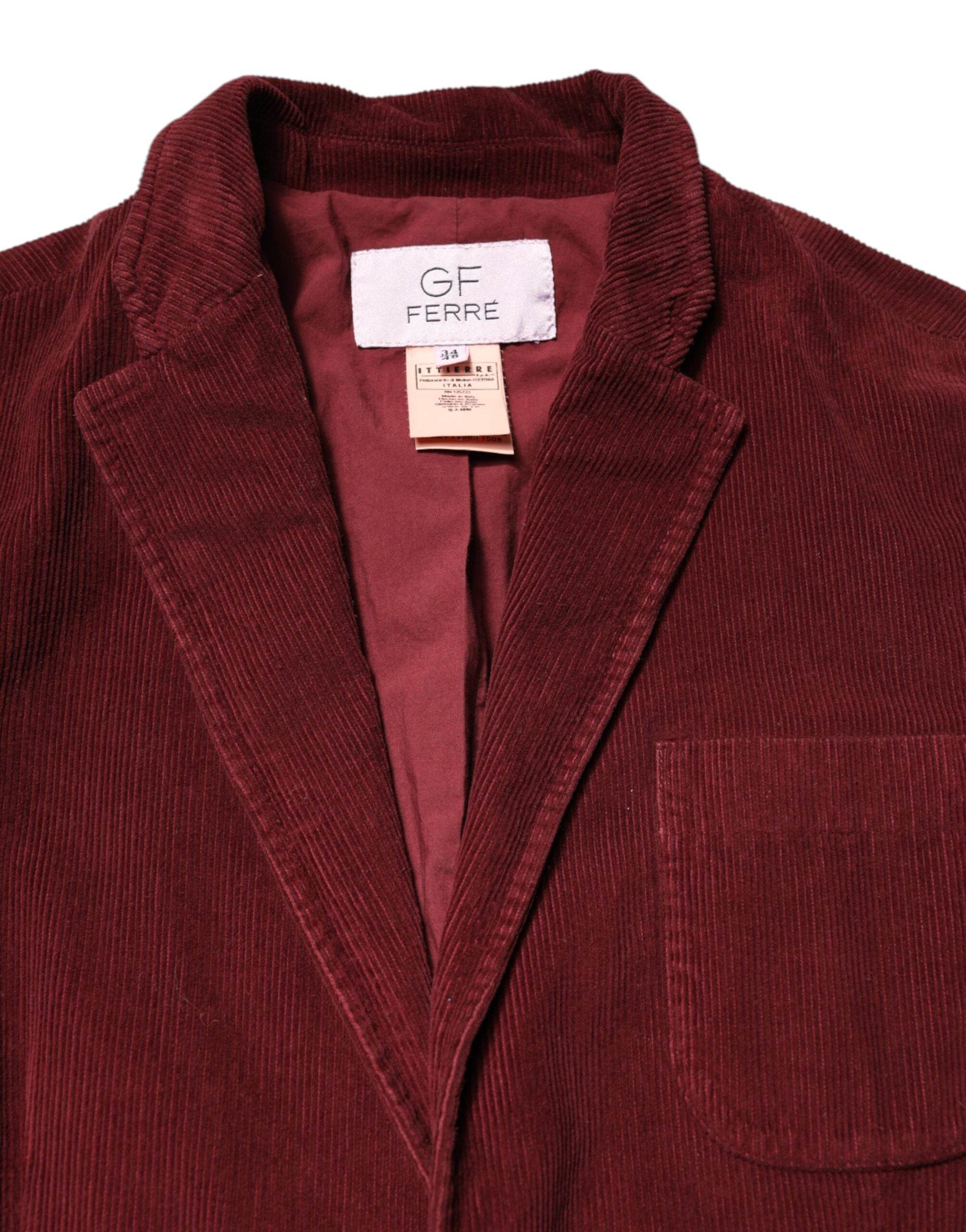 GF Ferre Maroon Corduroy Regular Fit Men Coat Blazer Jacket - Hilstor