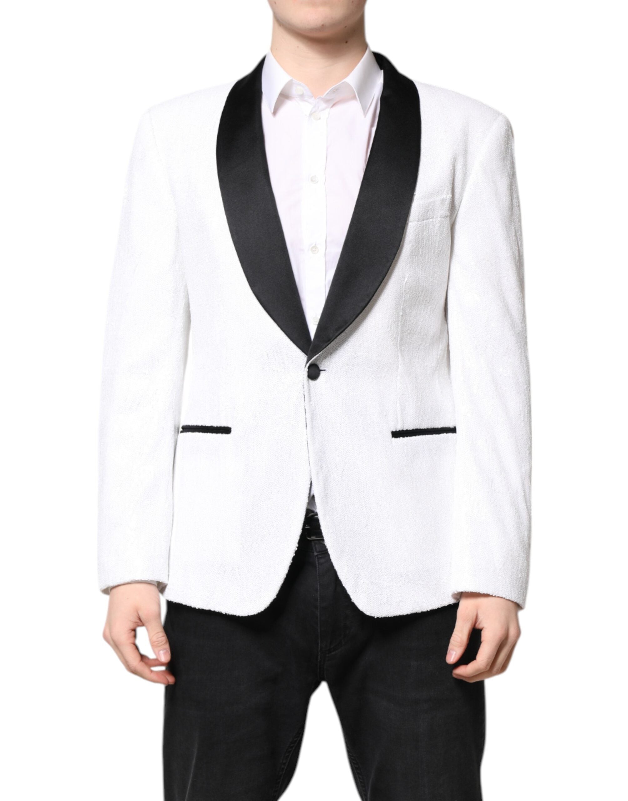 Dolce &amp; Gabbana Hvid Nylon Enkeltradet Frakkeblazer