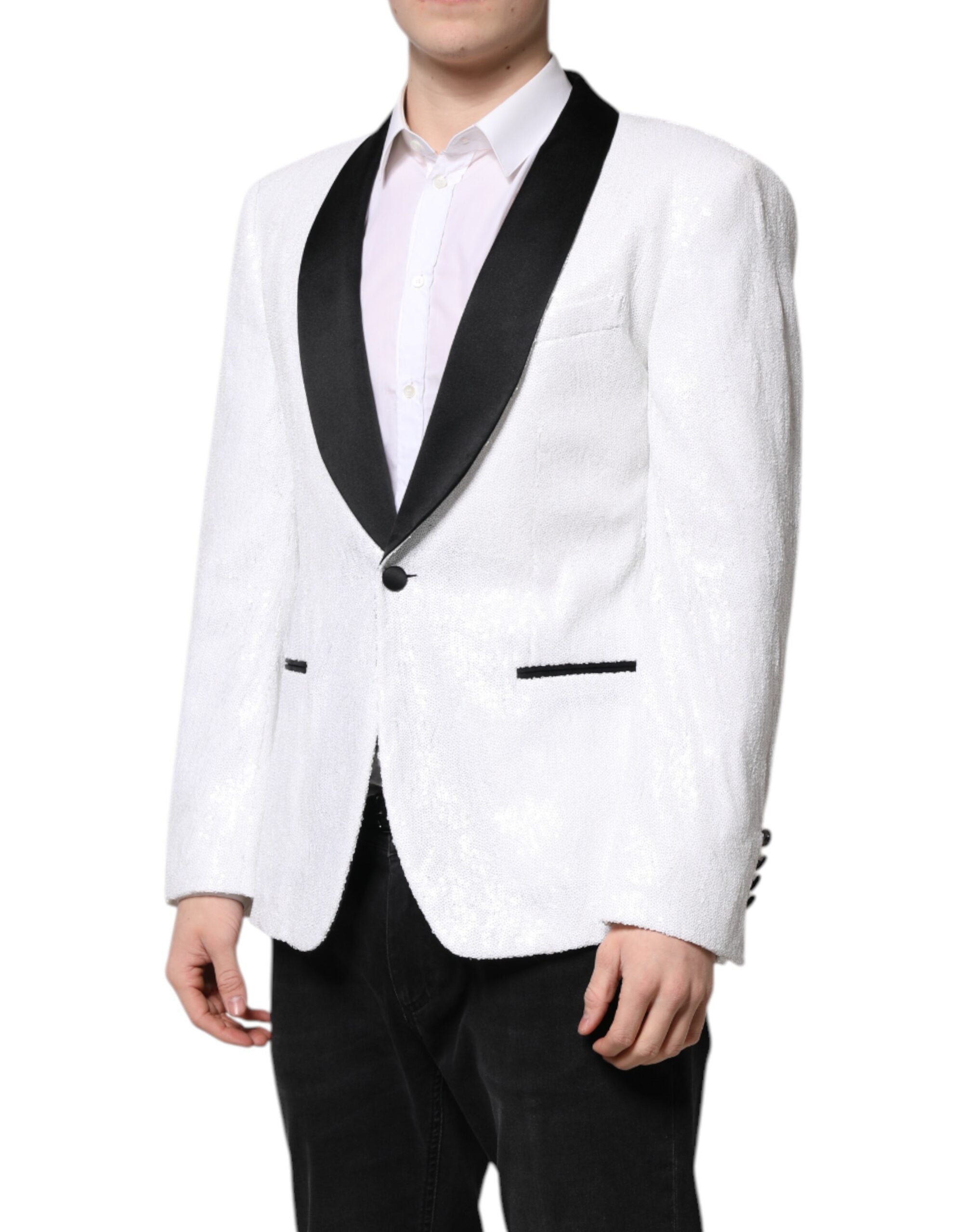 Dolce &amp; Gabbana Hvid Nylon Enkeltradet Frakkeblazer