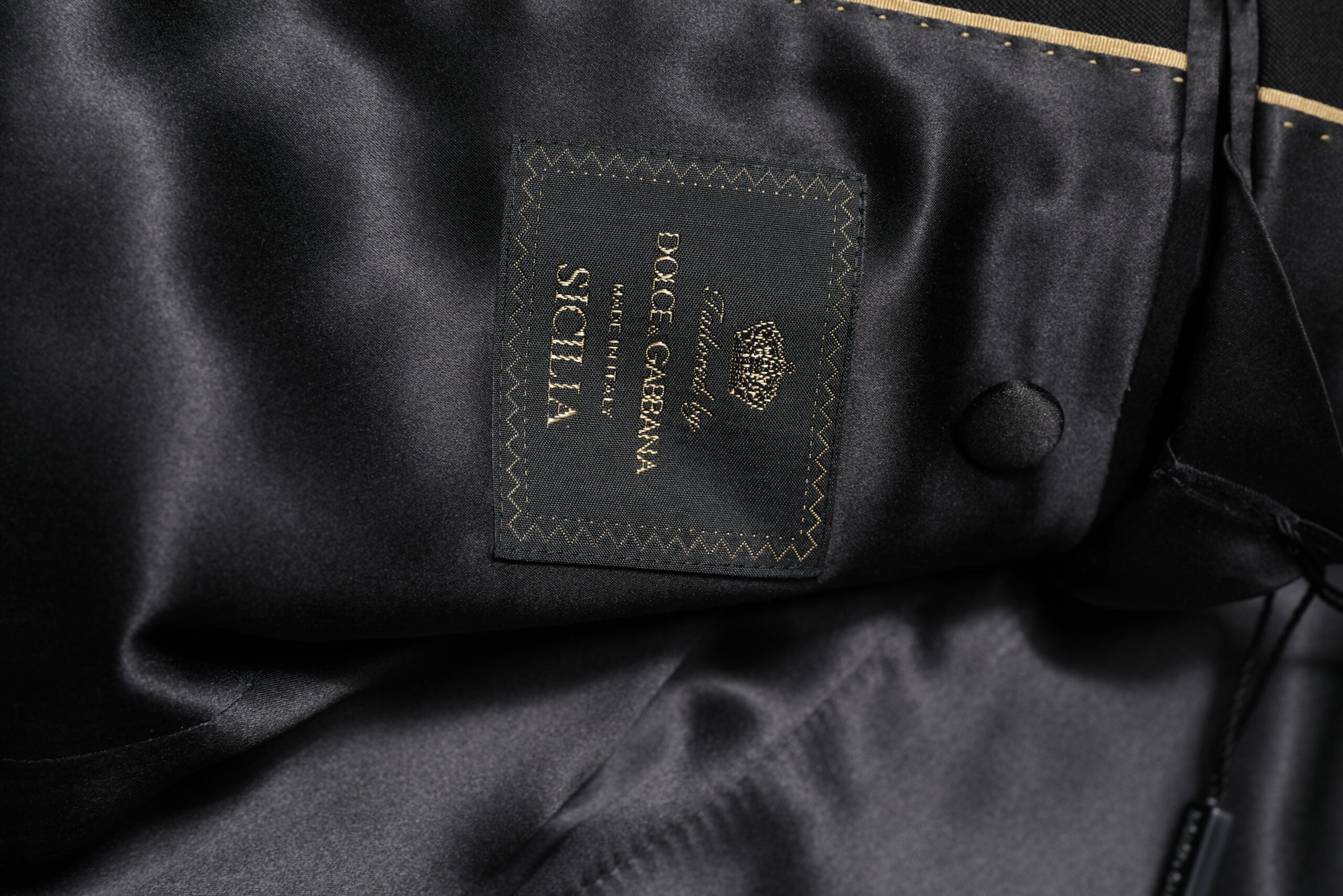 Dolce &amp; Gabbana Sort SICILIA Krystaludsmykket Frakkeblazer