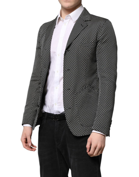 Dolce &amp; Gabbana Sort/Hvid Mønstret Herrejakkesæt Blazer
