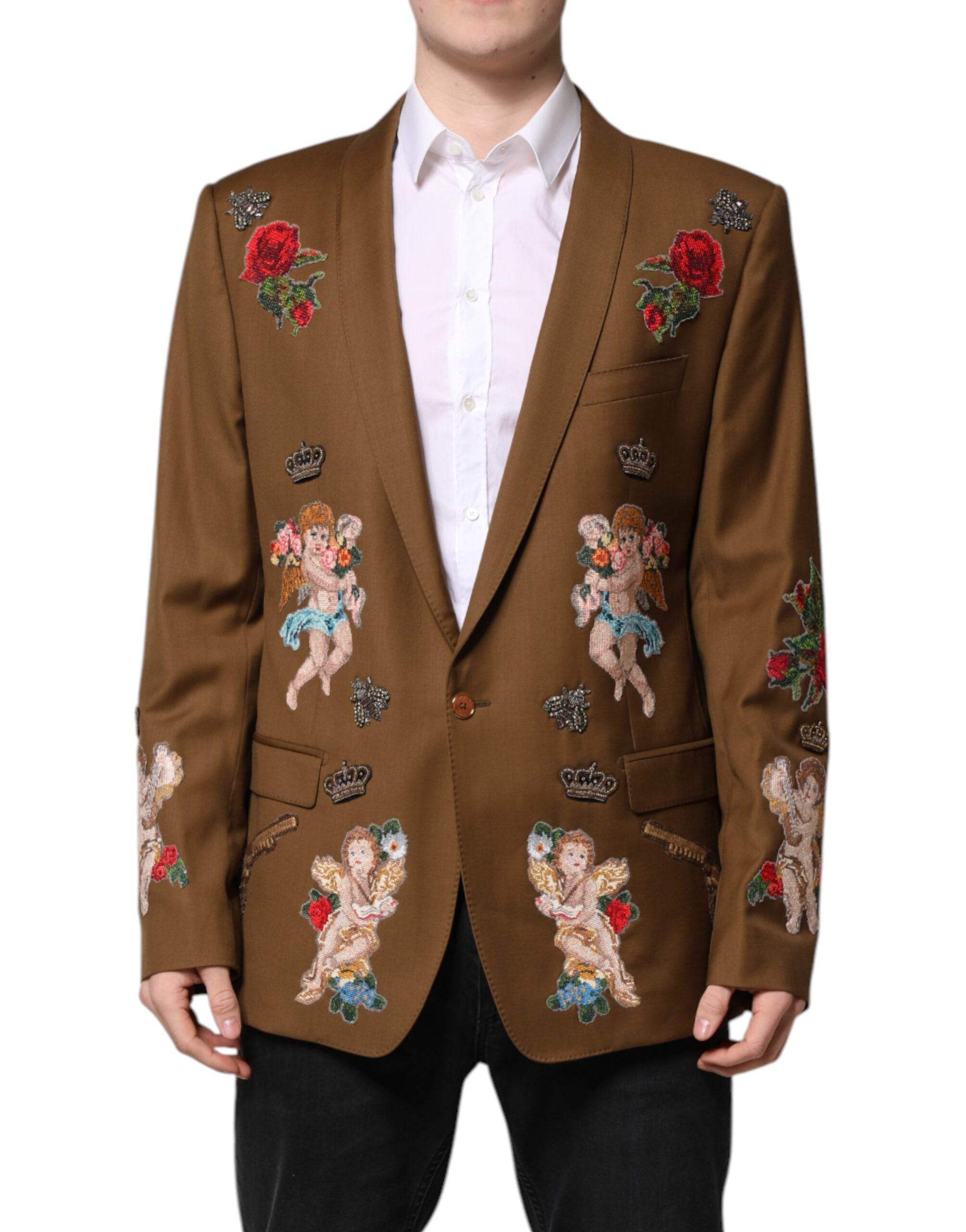 Dolce & Gabbana Brown MARTINI Single Breasted Coat Blazer - Hilstor