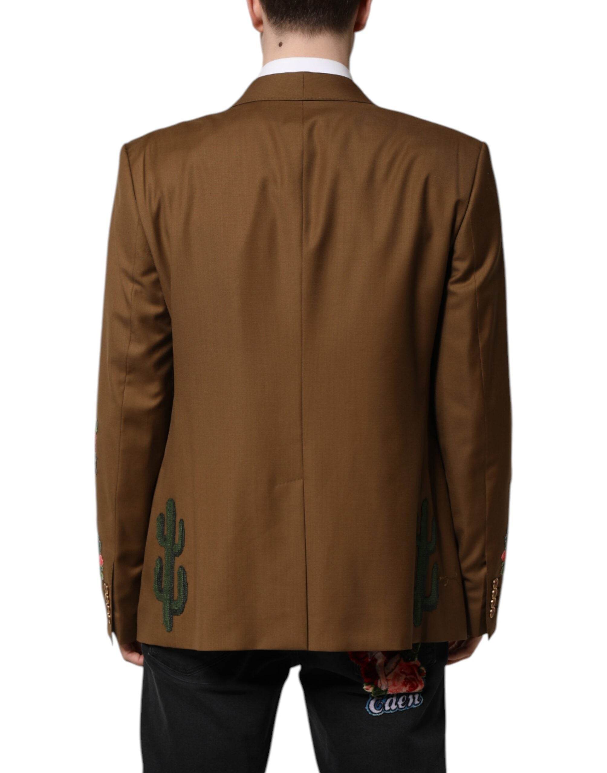 Dolce & Gabbana Brown MARTINI Single Breasted Coat Blazer - Hilstor