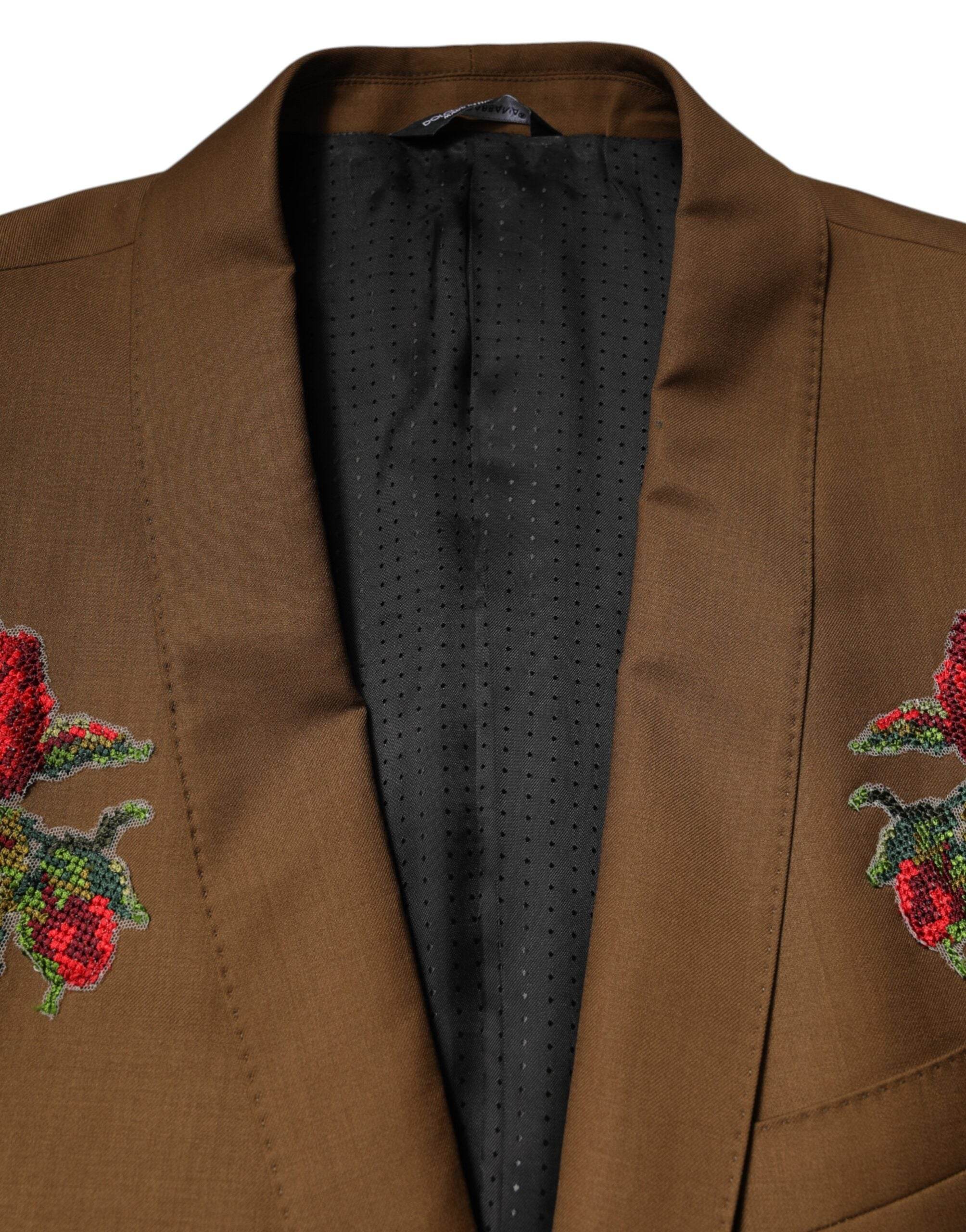 Dolce & Gabbana Brown MARTINI Single Breasted Coat Blazer - Hilstor