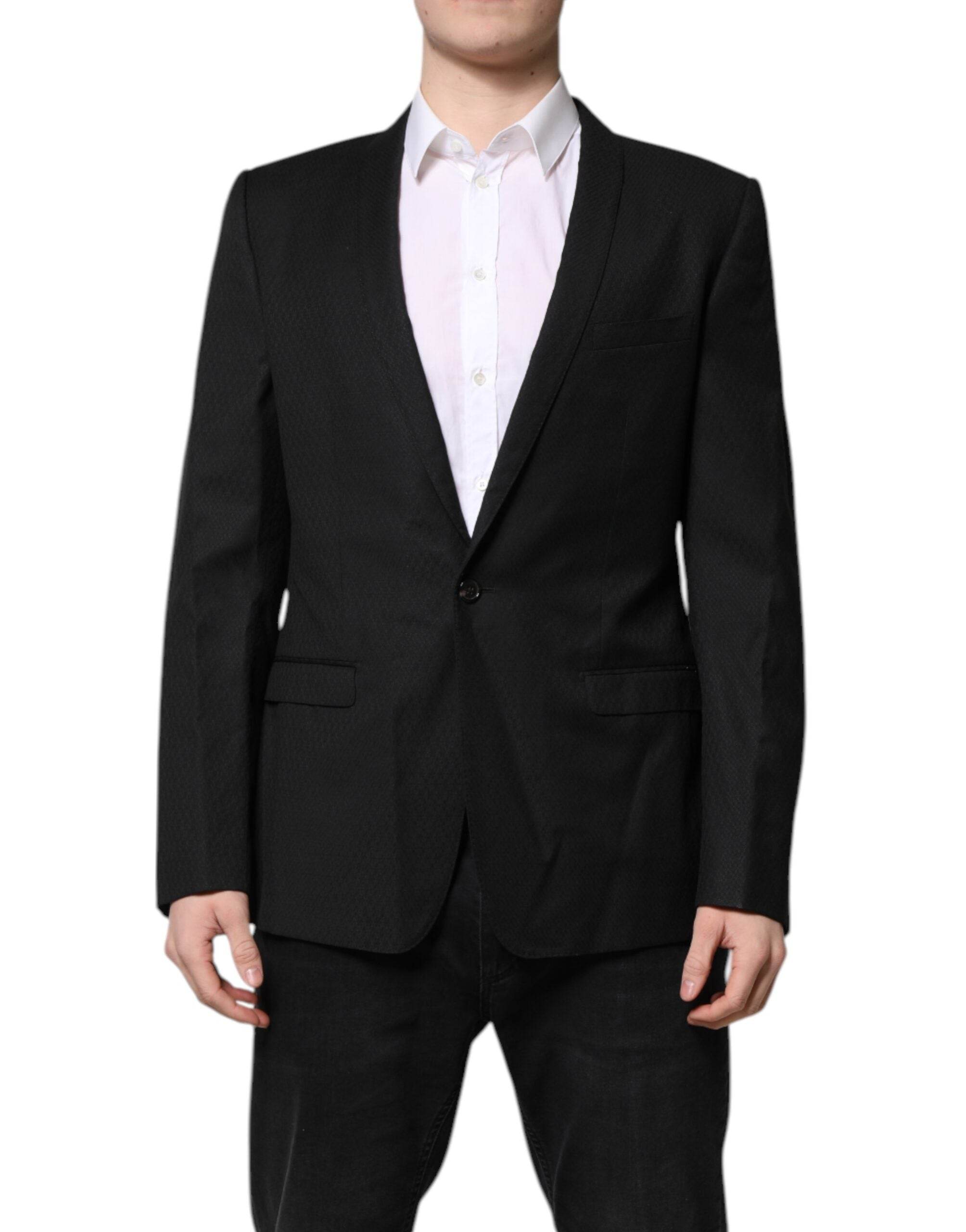 Dolce & Gabbana Black GOLD Single Breasted Suit Coat Blazer - Hilstor