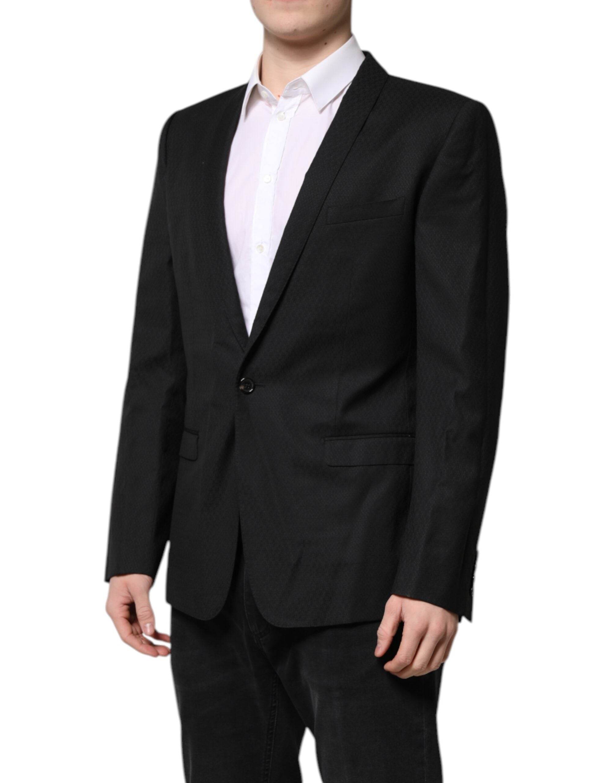 Dolce & Gabbana Black GOLD Single Breasted Suit Coat Blazer - Hilstor
